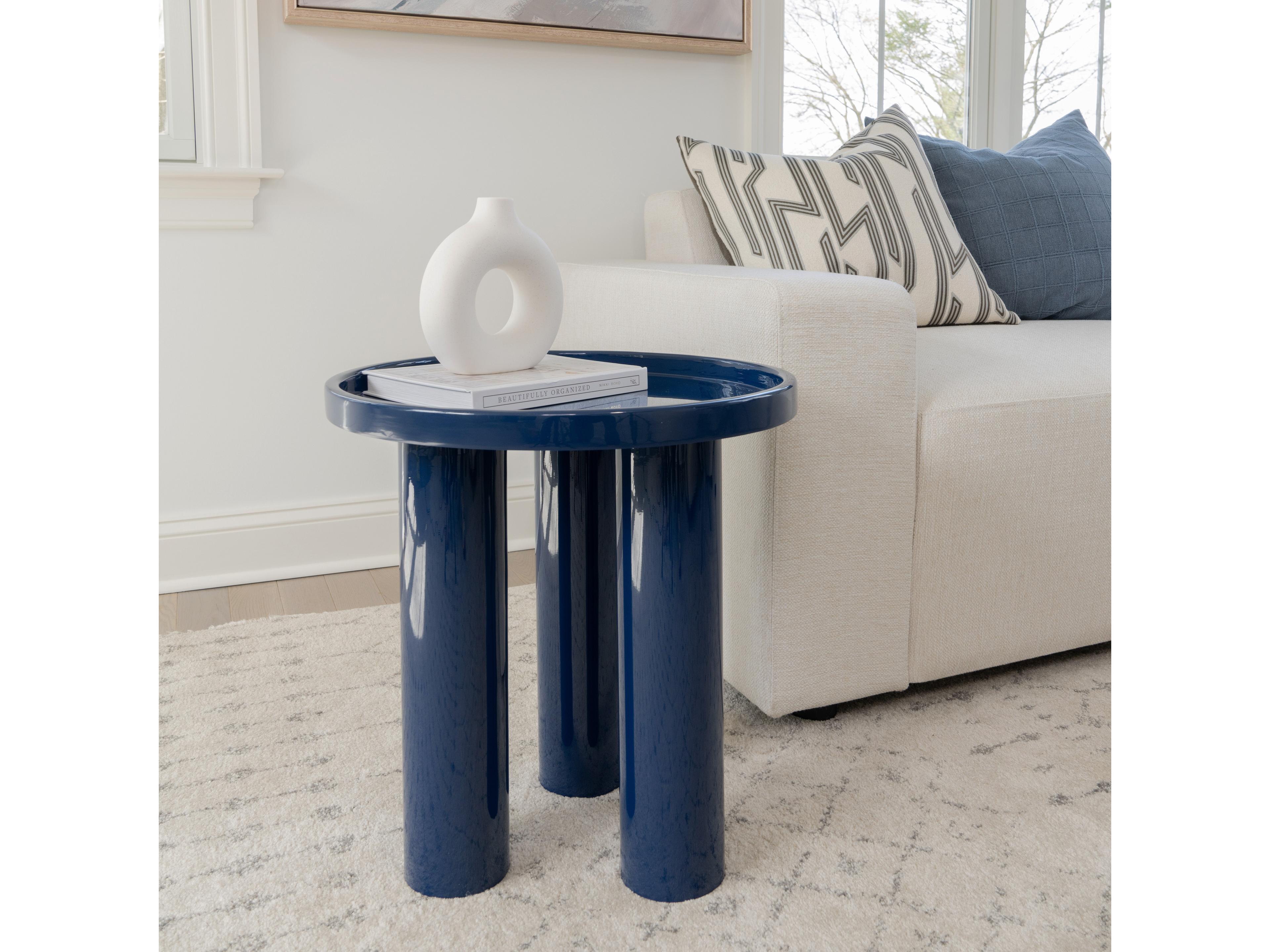 Urbia Eclat Sofia Enamel Round Metal Navy End Table