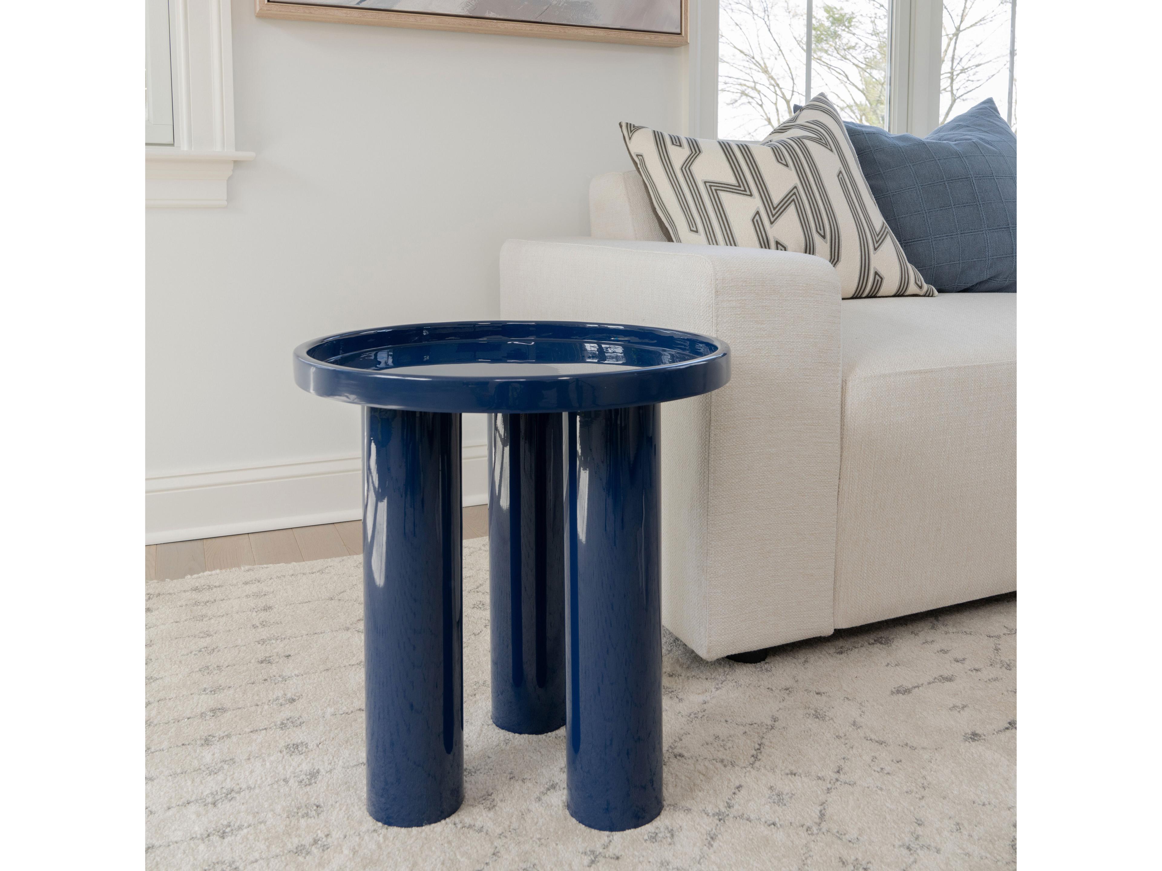 Urbia Eclat Sofia Enamel Round Metal Navy End Table