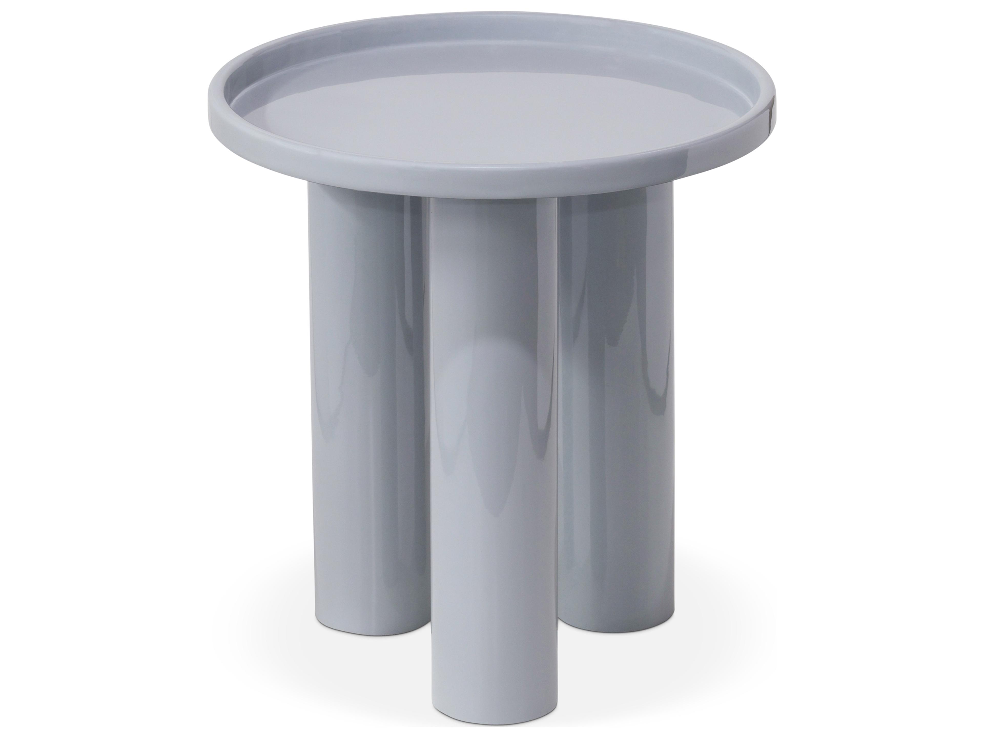 Urbia Eclat Round Metal Pearl Blue End Table