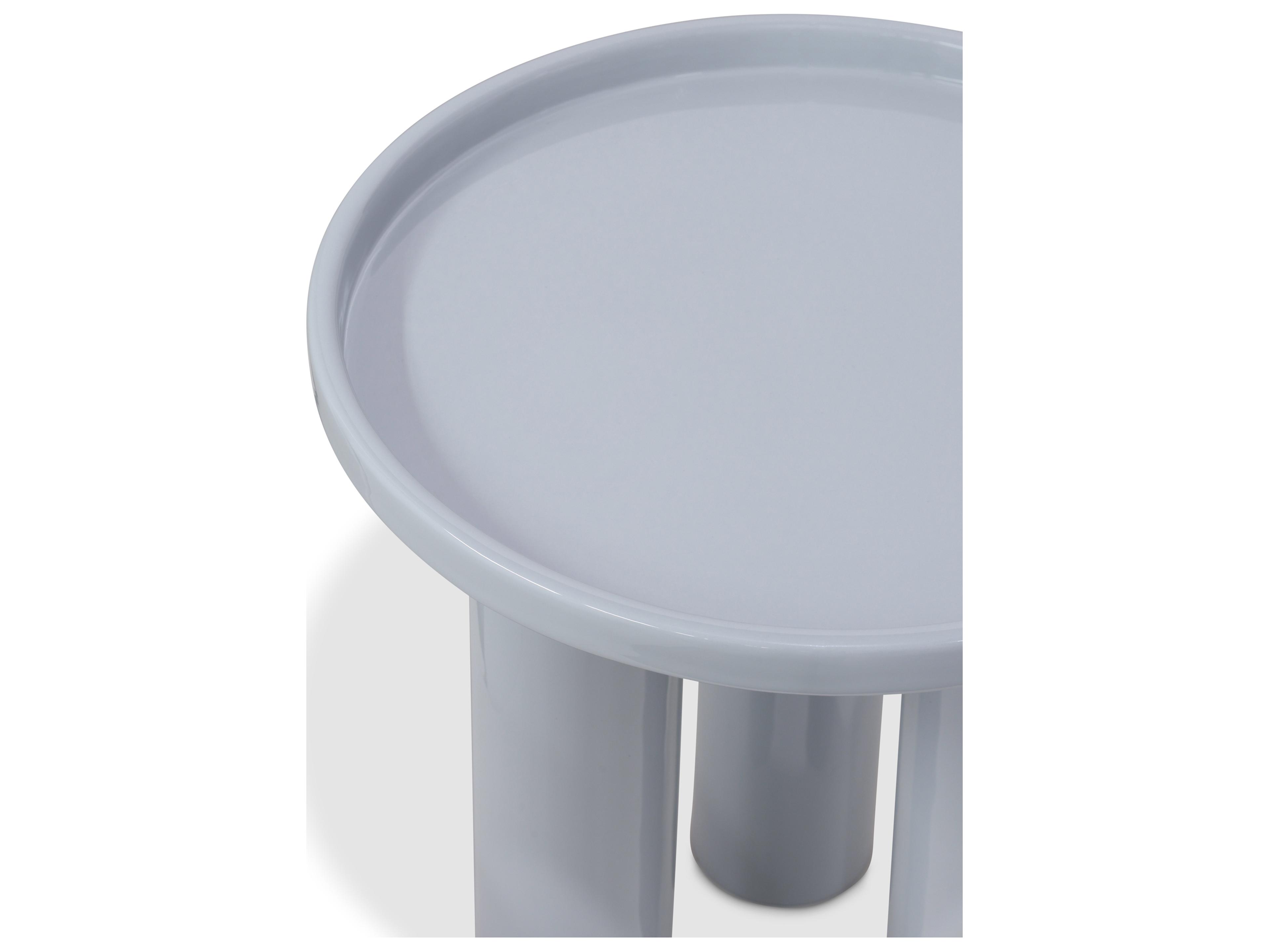 Urbia Eclat Round Metal Pearl Blue End Table