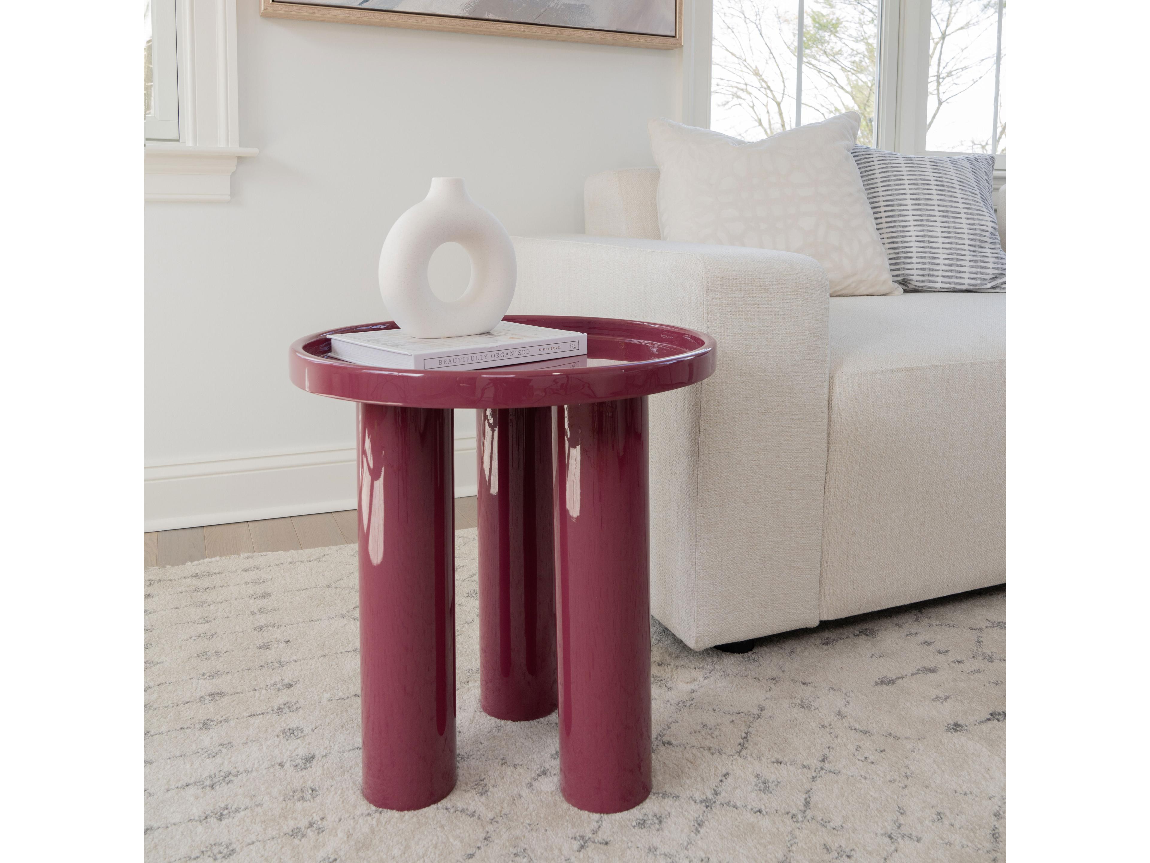 Urbia Eclat Sofia Enamel Round Metal Plum End Table