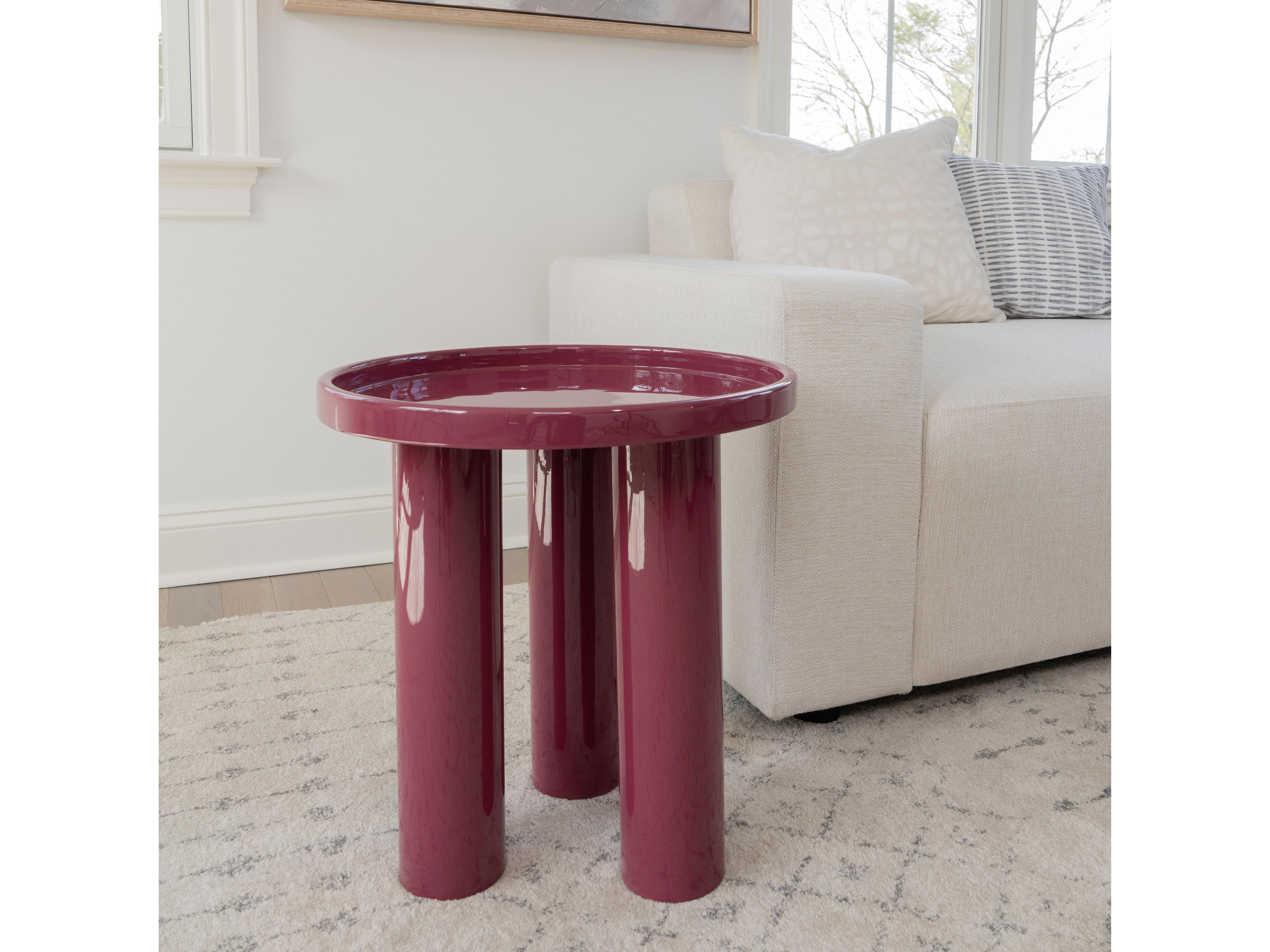 Urbia Eclat Sofia Enamel Round Metal Plum End Table