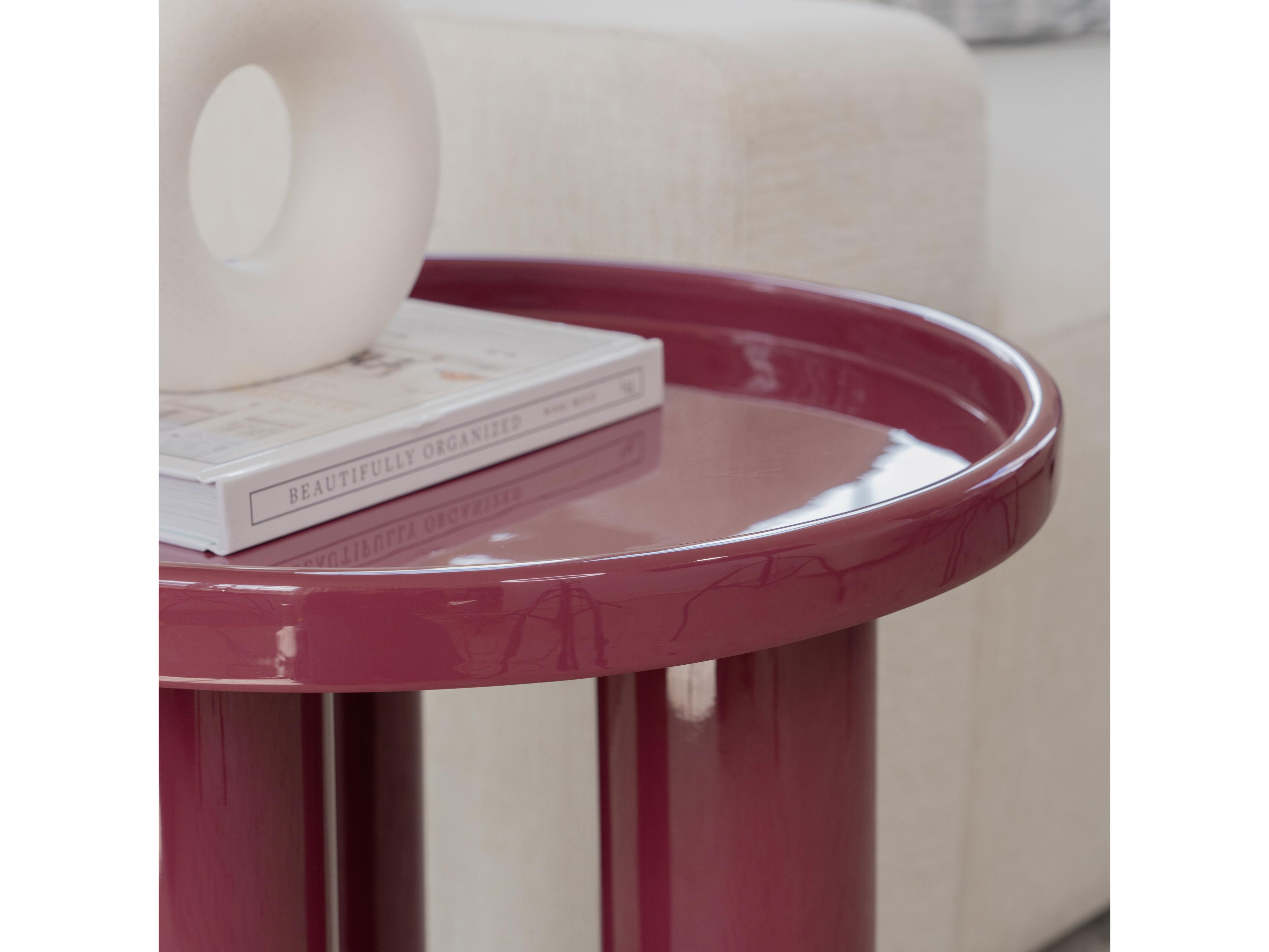 Urbia Eclat Sofia Enamel Round Metal Plum End Table