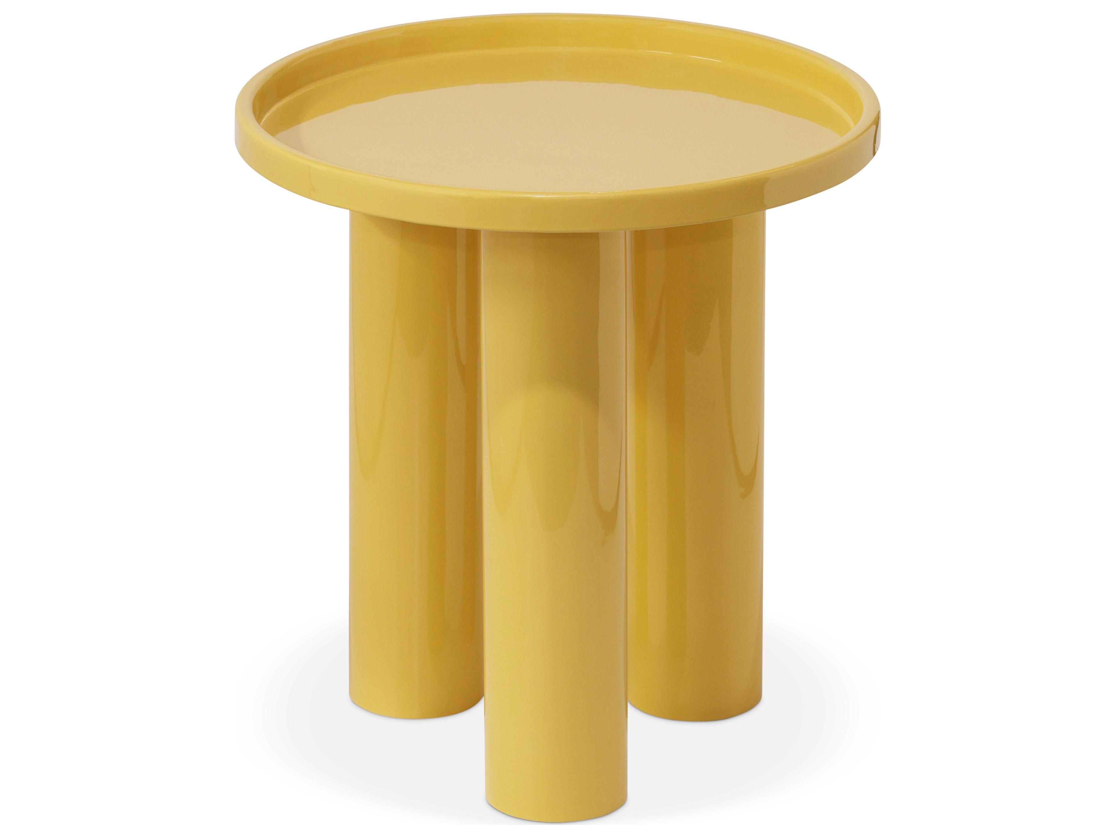 Urbia Eclat Round Metal Yellow Ochre End Table