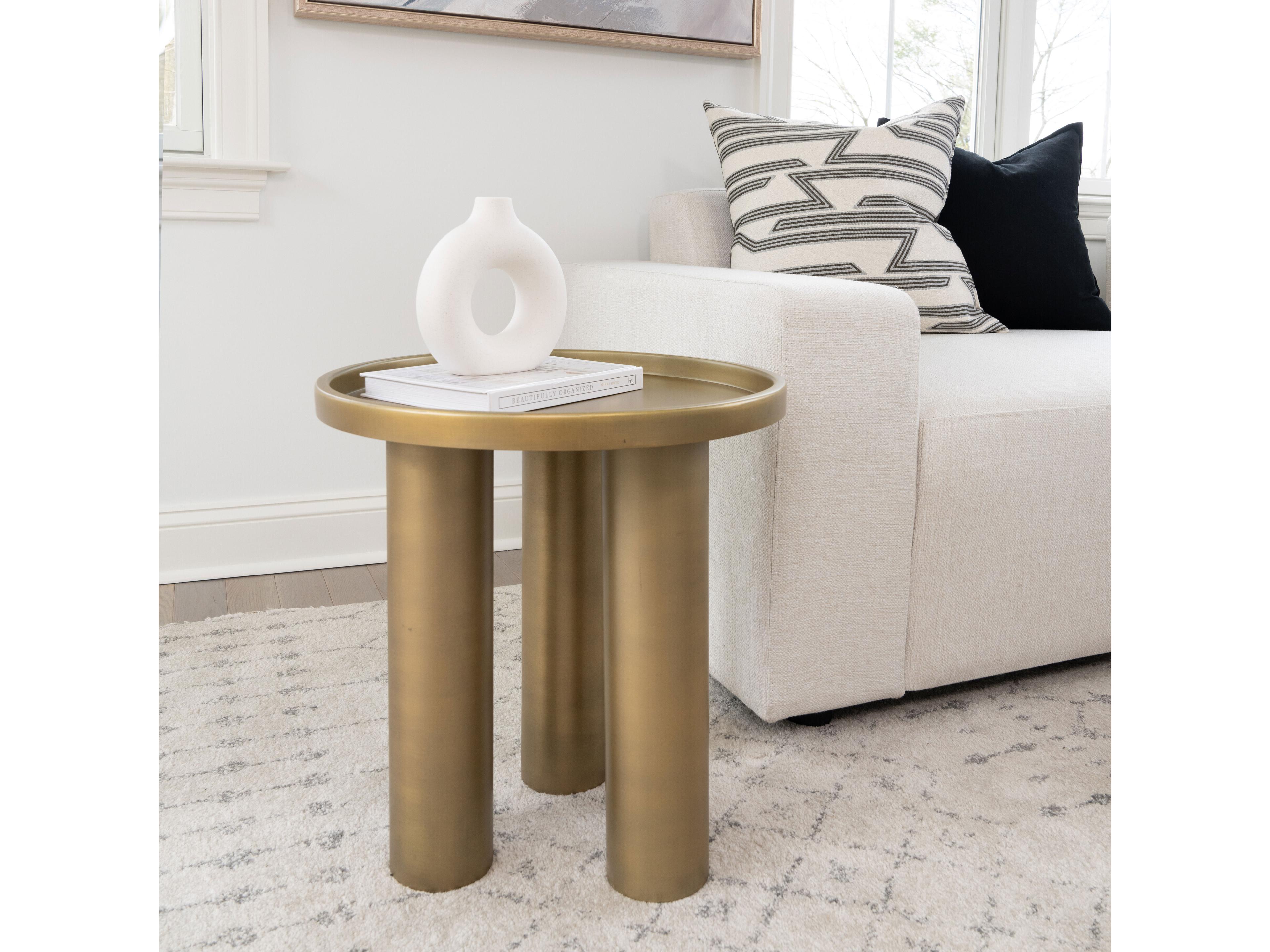 Urbia Eclat Sofia Round Metal Industrial Brass End Table