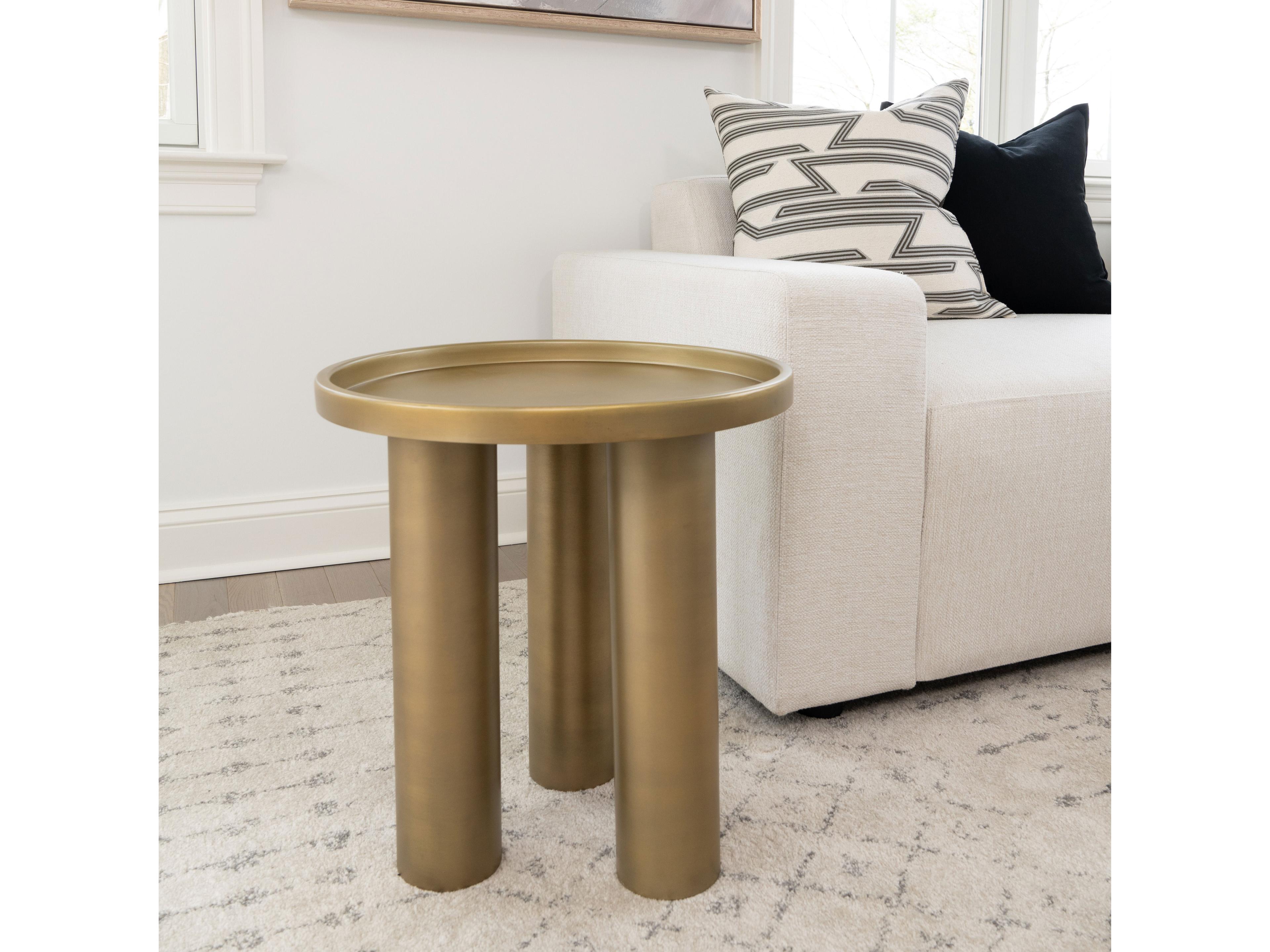 Urbia Eclat Sofia Round Metal Industrial Brass End Table