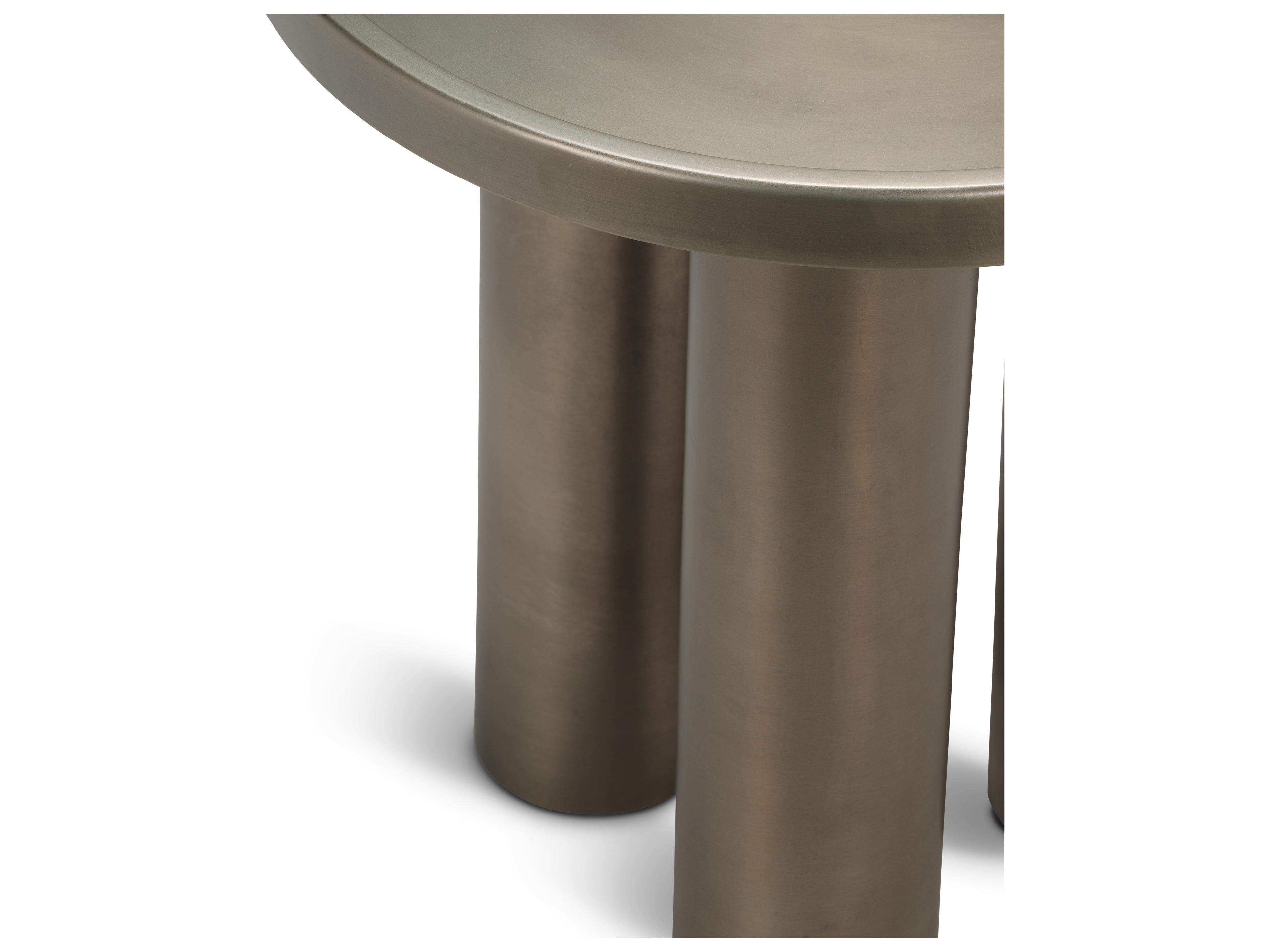 Urbia Eclat Sofia Round Metal Industrial Nickel End Table