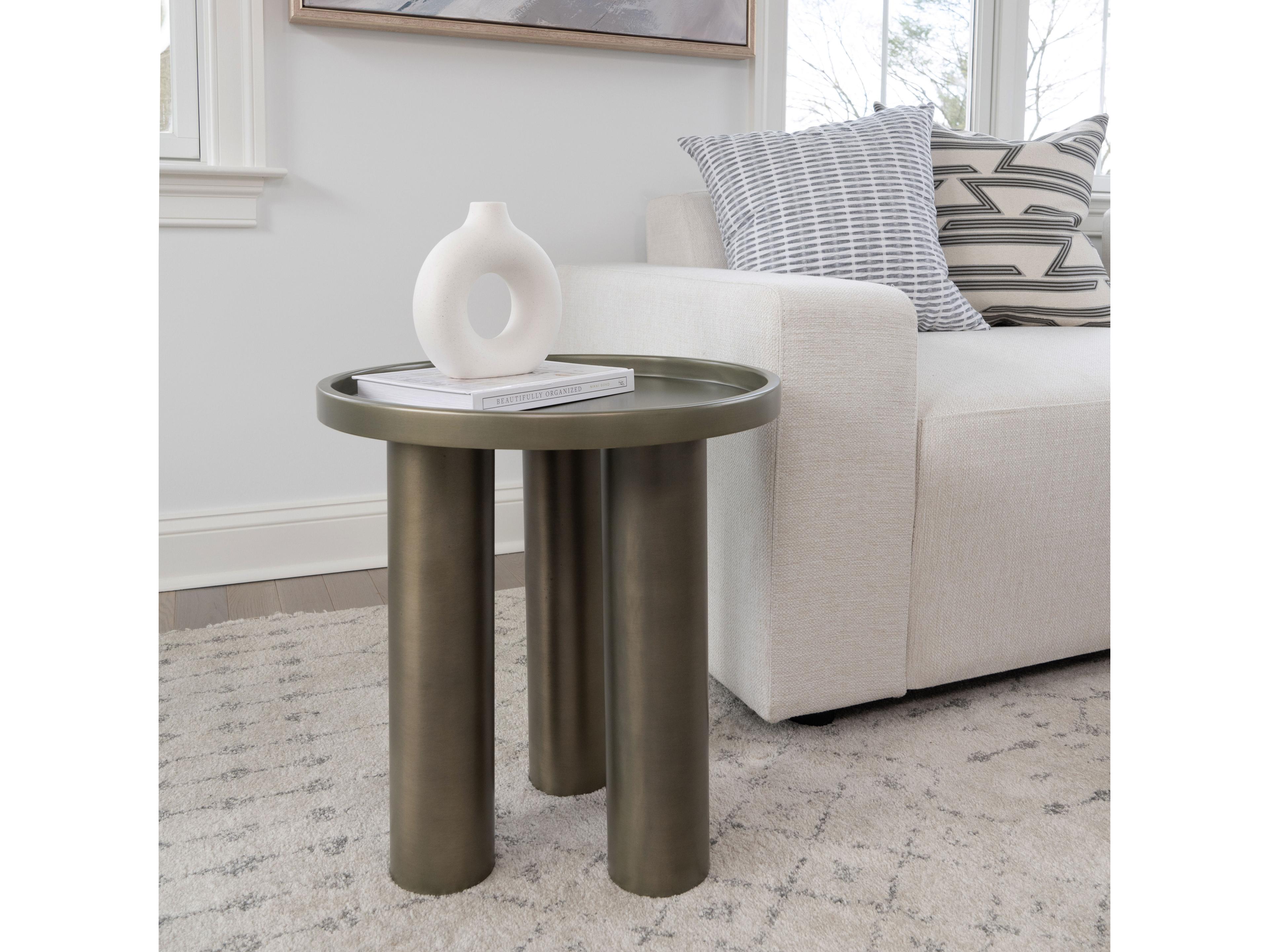Urbia Eclat Sofia Round Metal Industrial Nickel End Table
