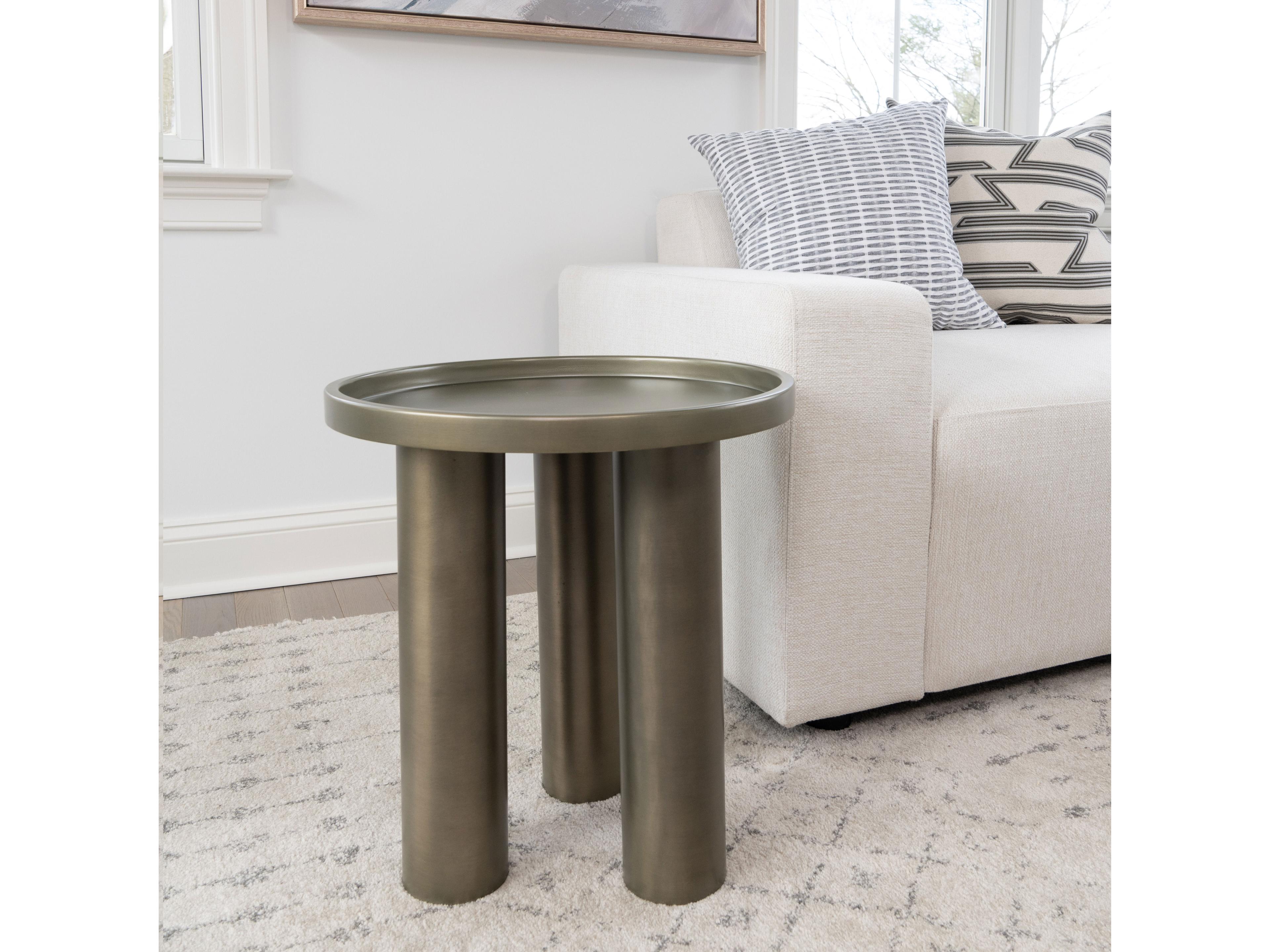 Urbia Eclat Sofia Round Metal Industrial Nickel End Table
