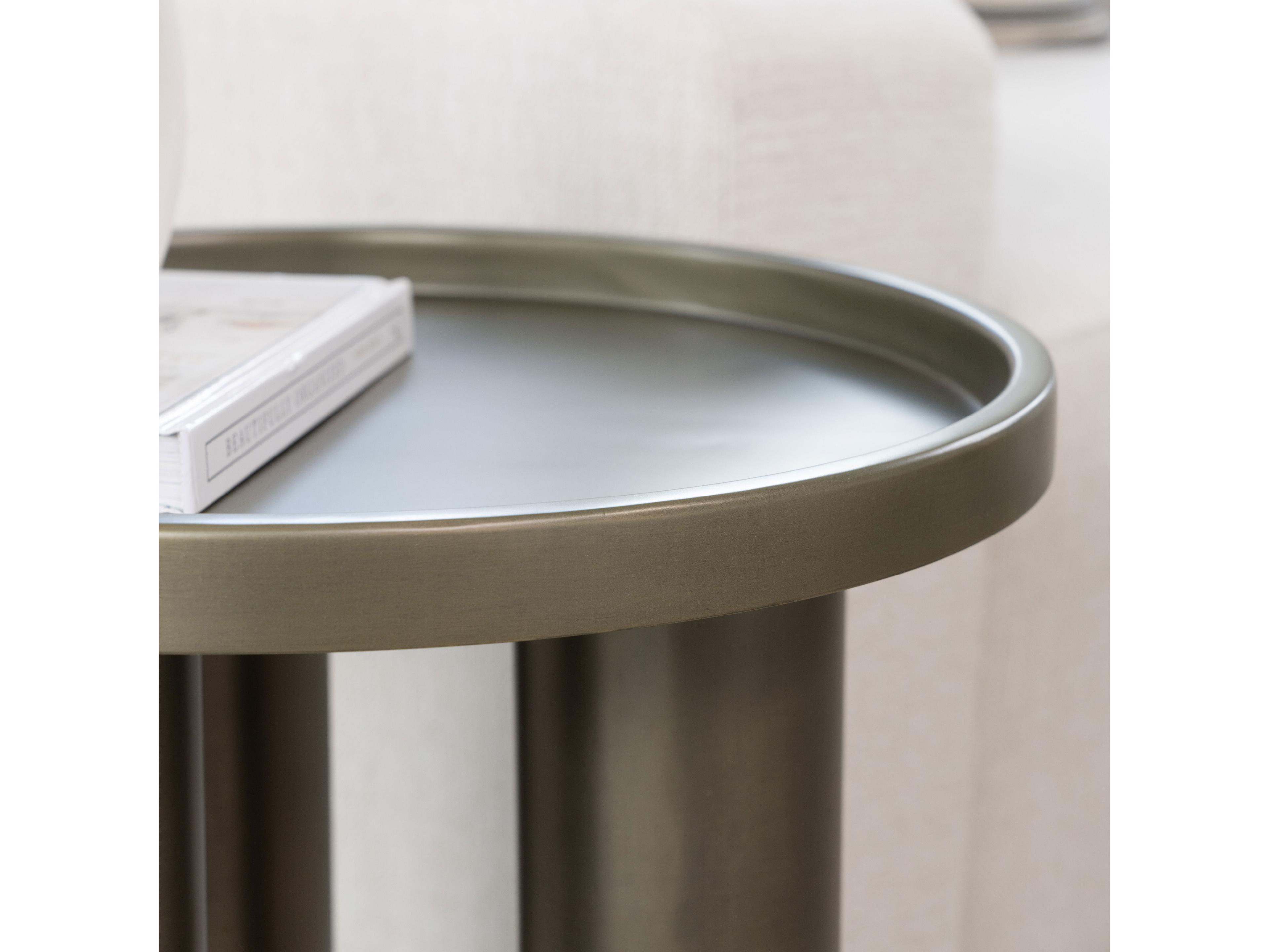 Urbia Eclat Sofia Round Metal Industrial Nickel End Table