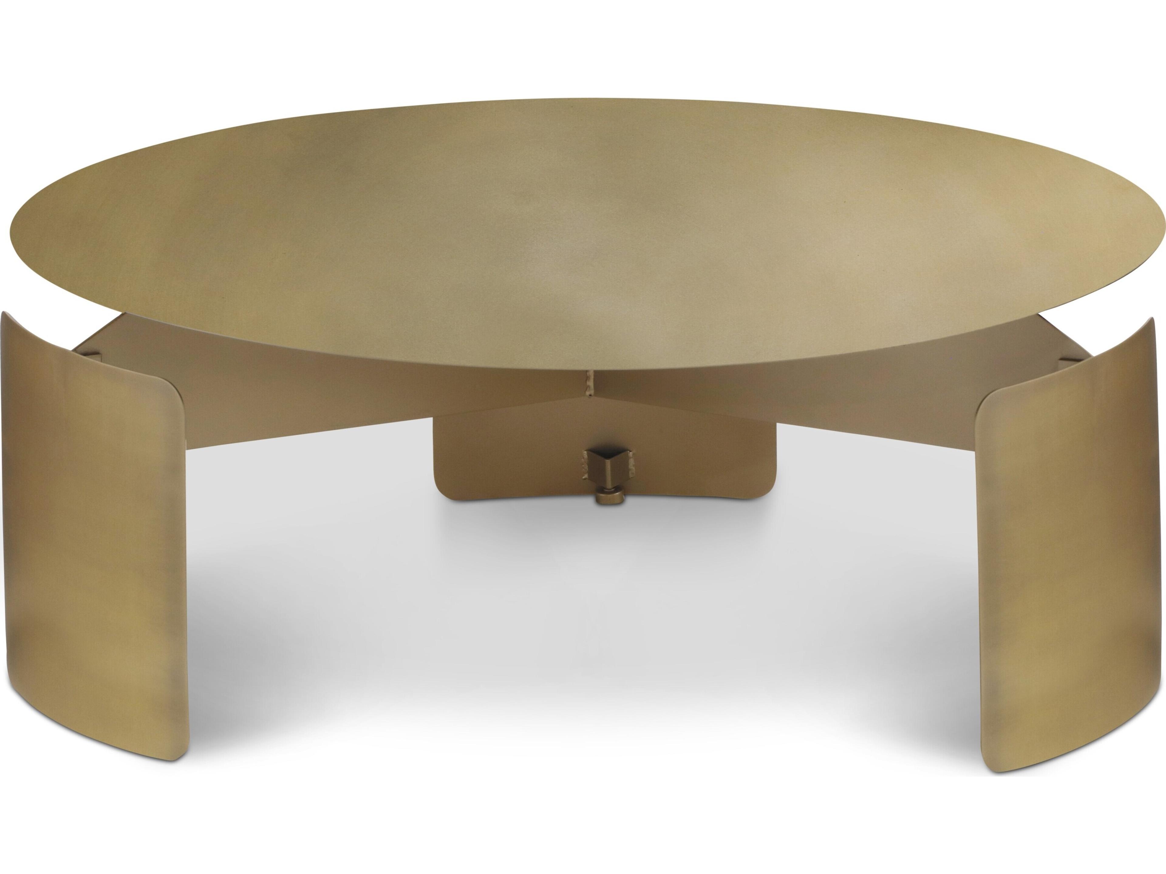 Urbia Senshi Round Metal Industrial Brass Coffee Table
