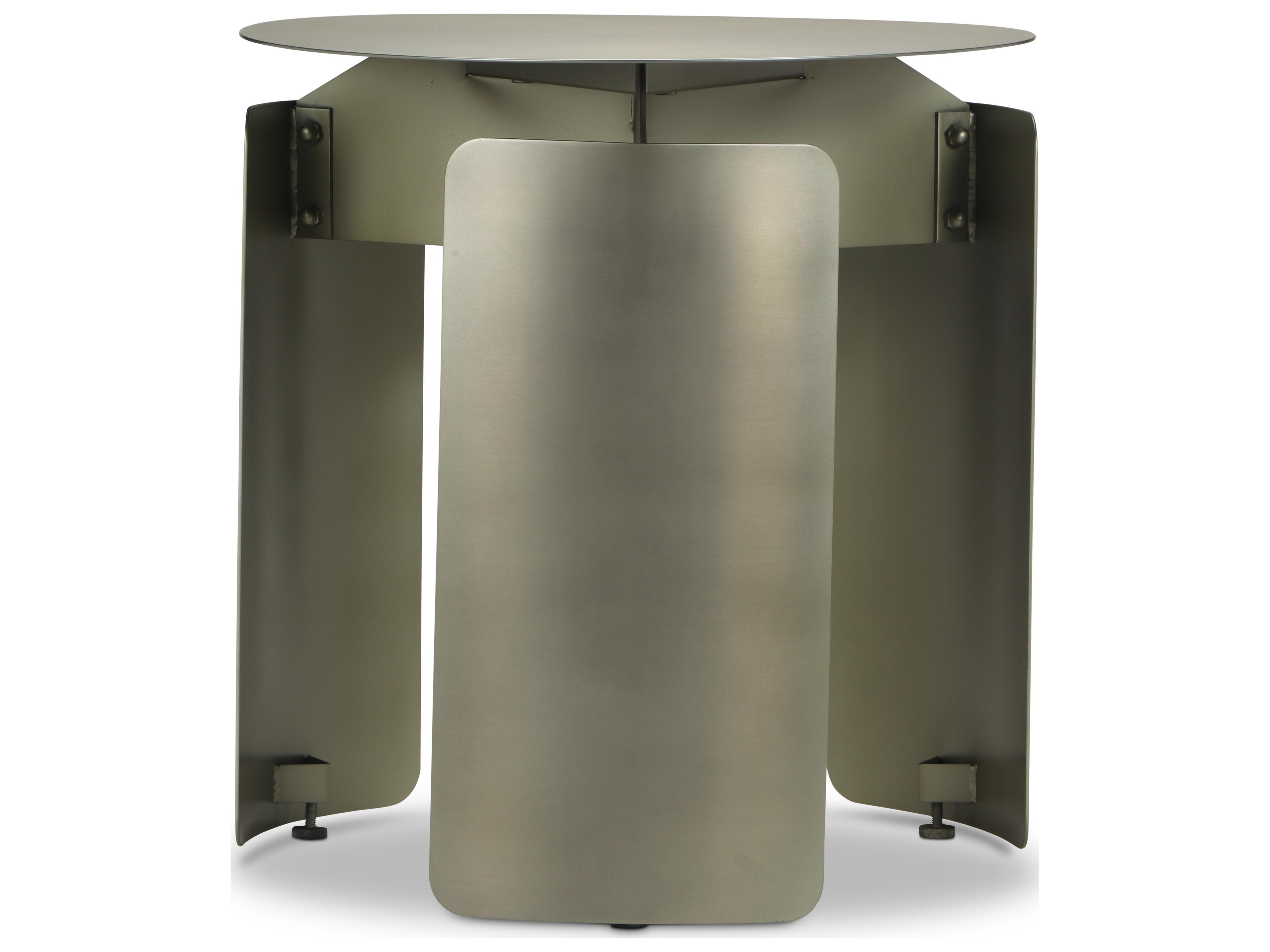 Senshi Sofia Round Metal Industrial Nickel End Table