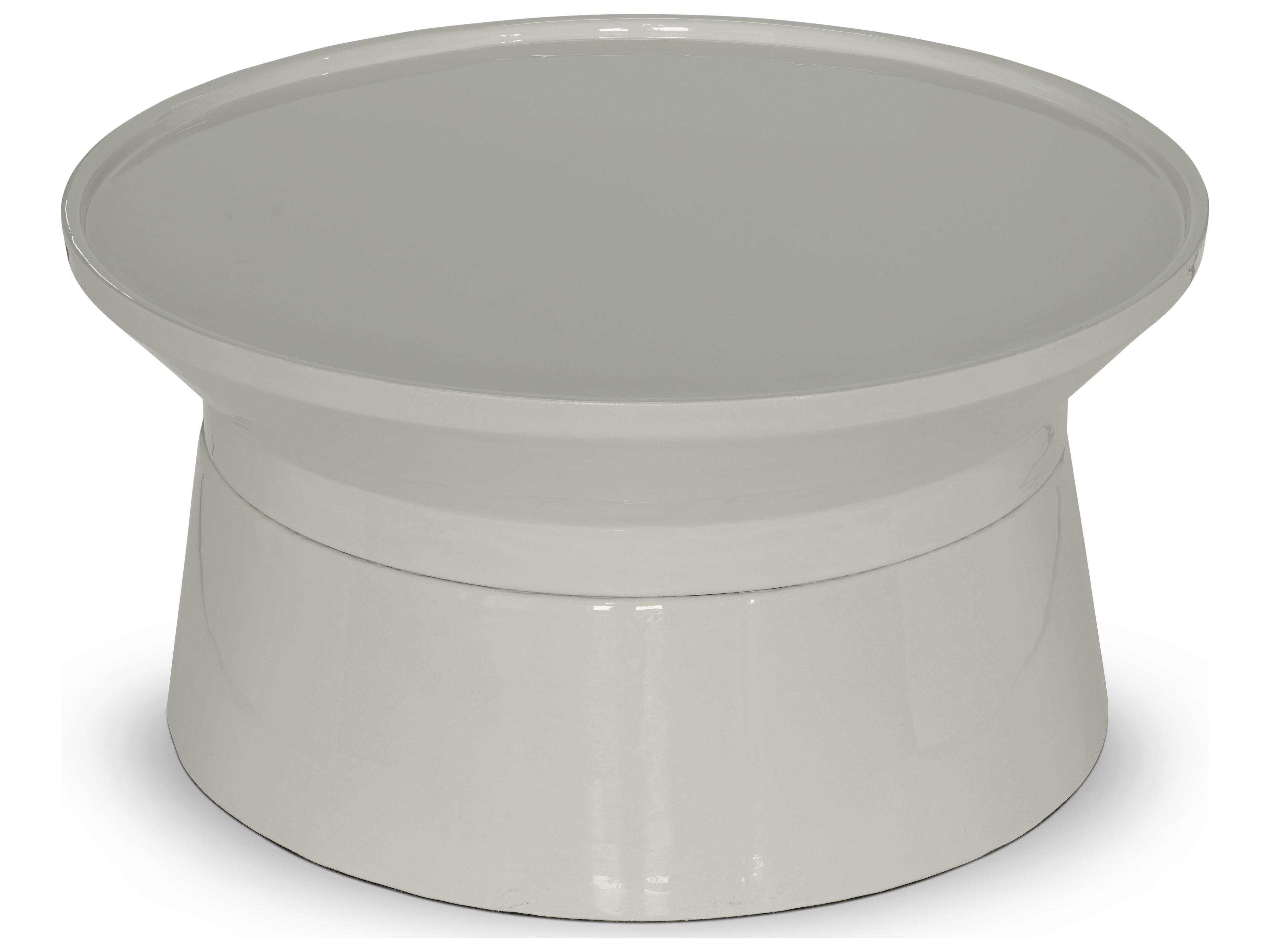 Urbia Sabine Round Metal Bone White Coffee Table