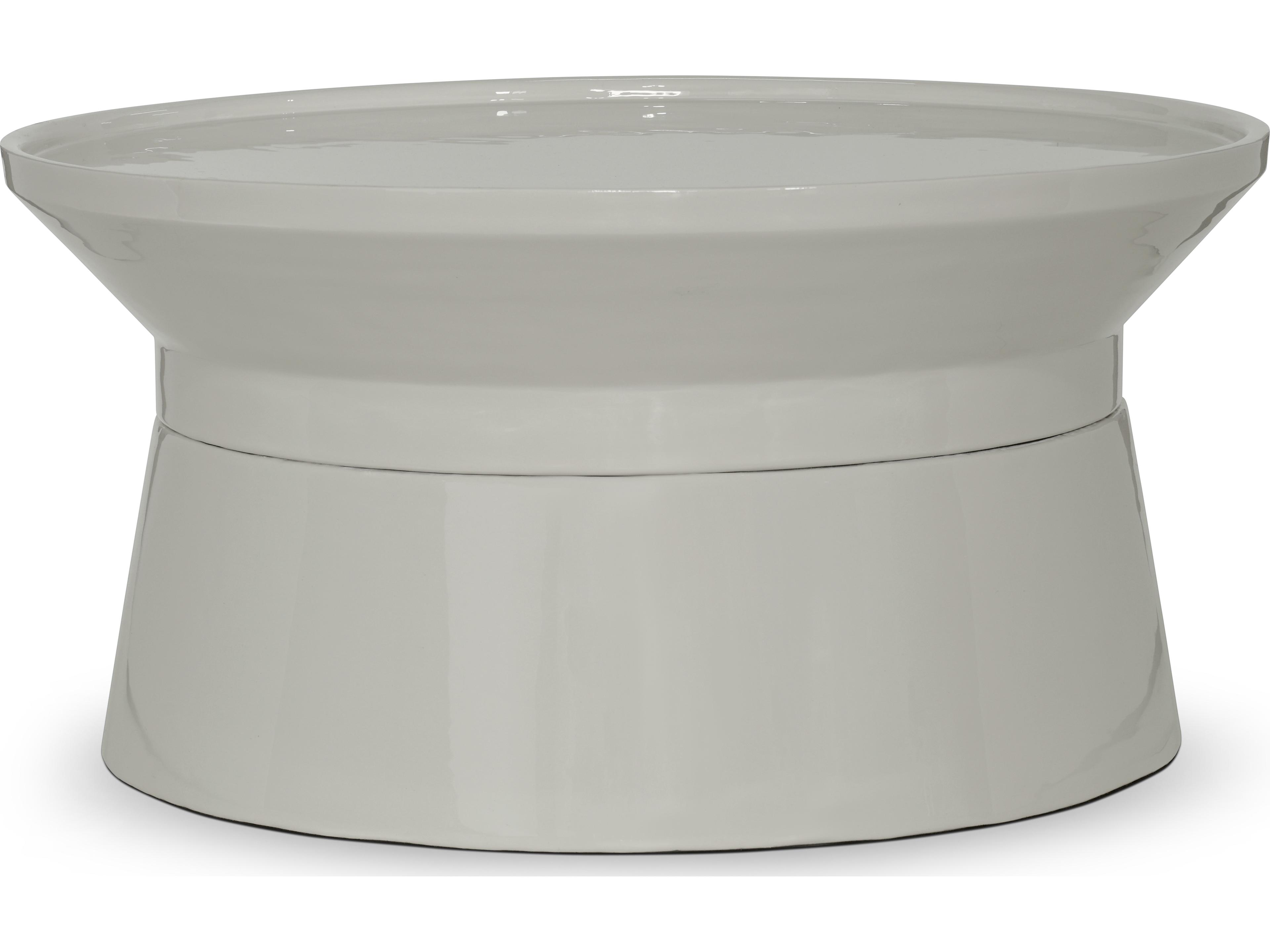 Sabine Round Metal Bone White Coffee Table