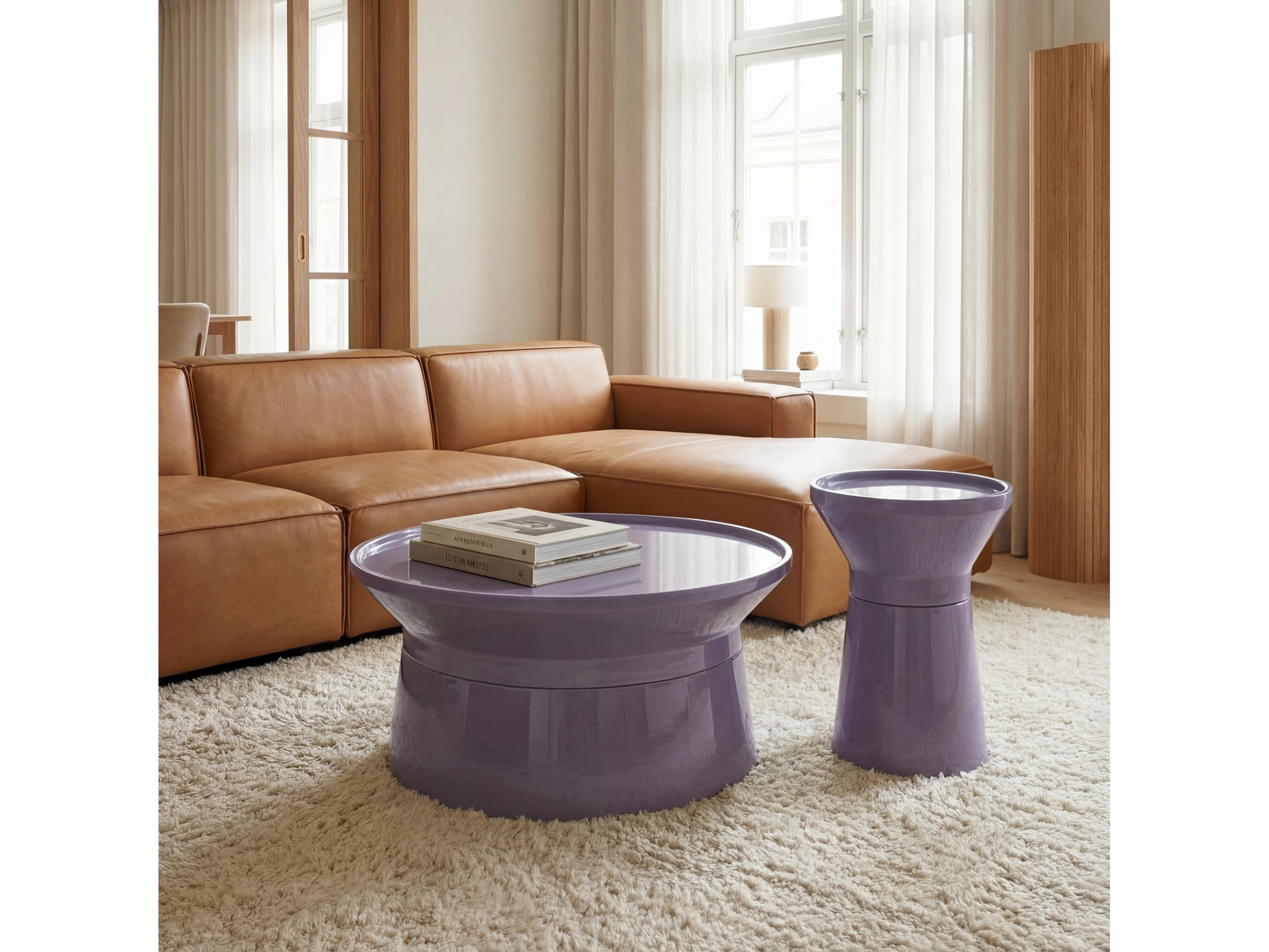 Urbia Sabine Round Metal Lavender Purple Coffee Table