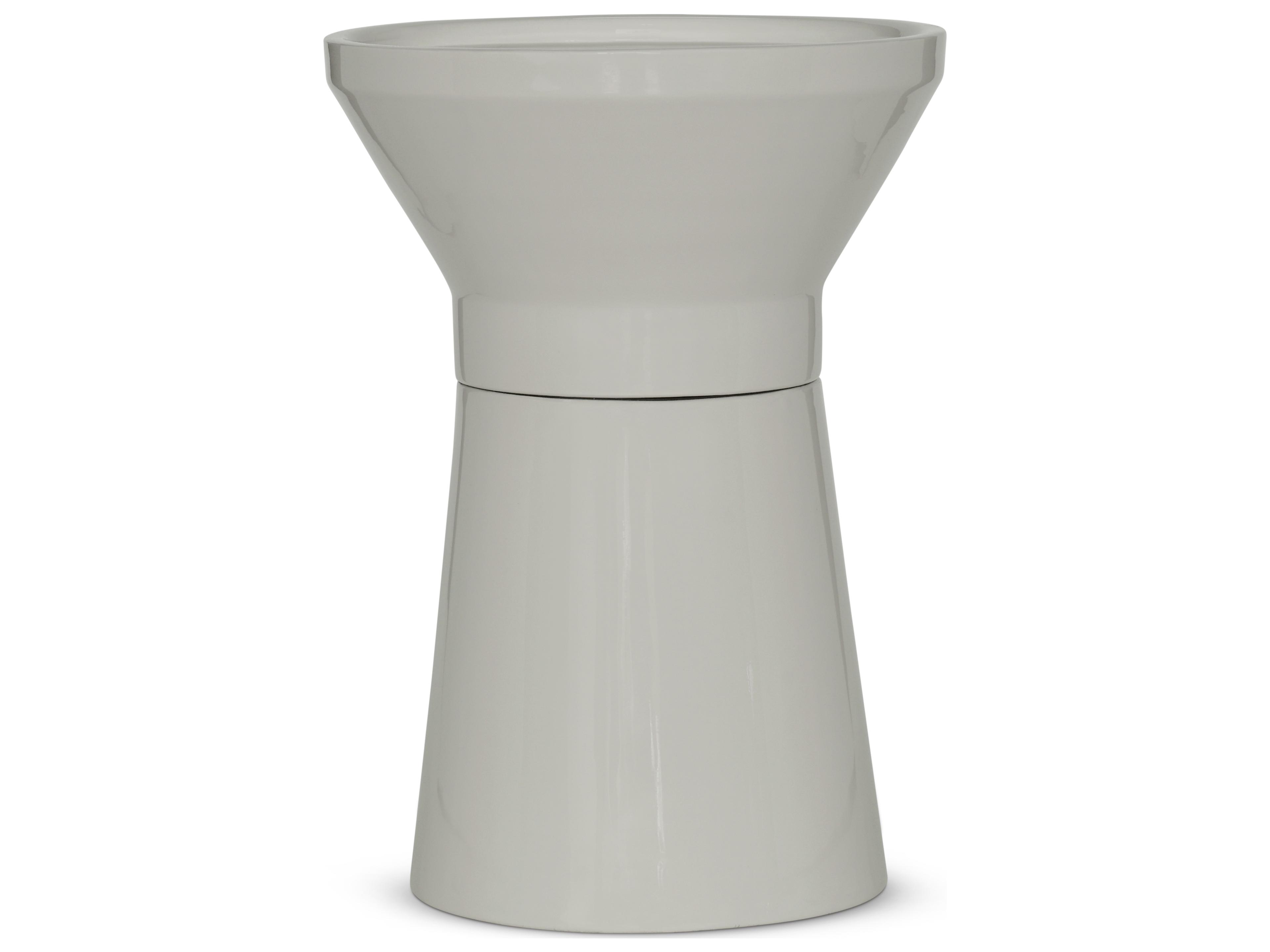 Sabine Round Metal Bone White End Table