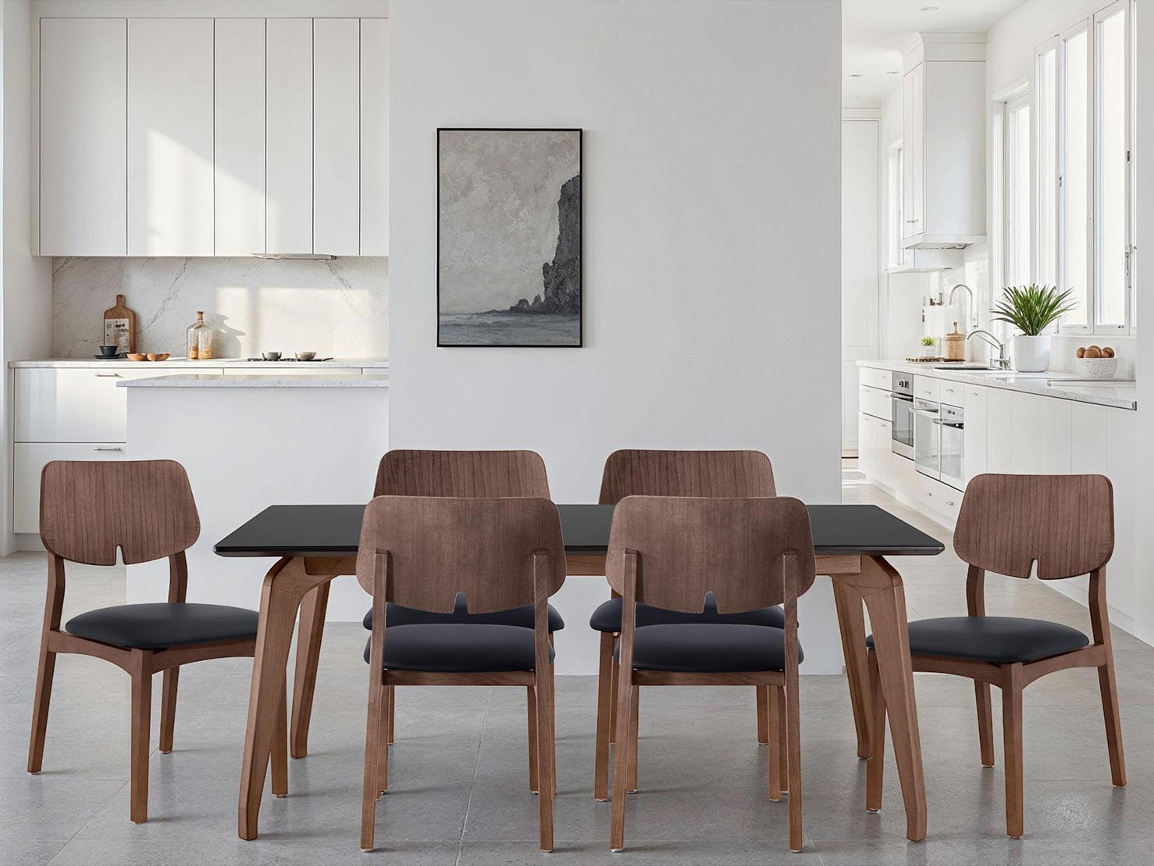 Modern Brazilian Black Solid Wood Dining Room Set