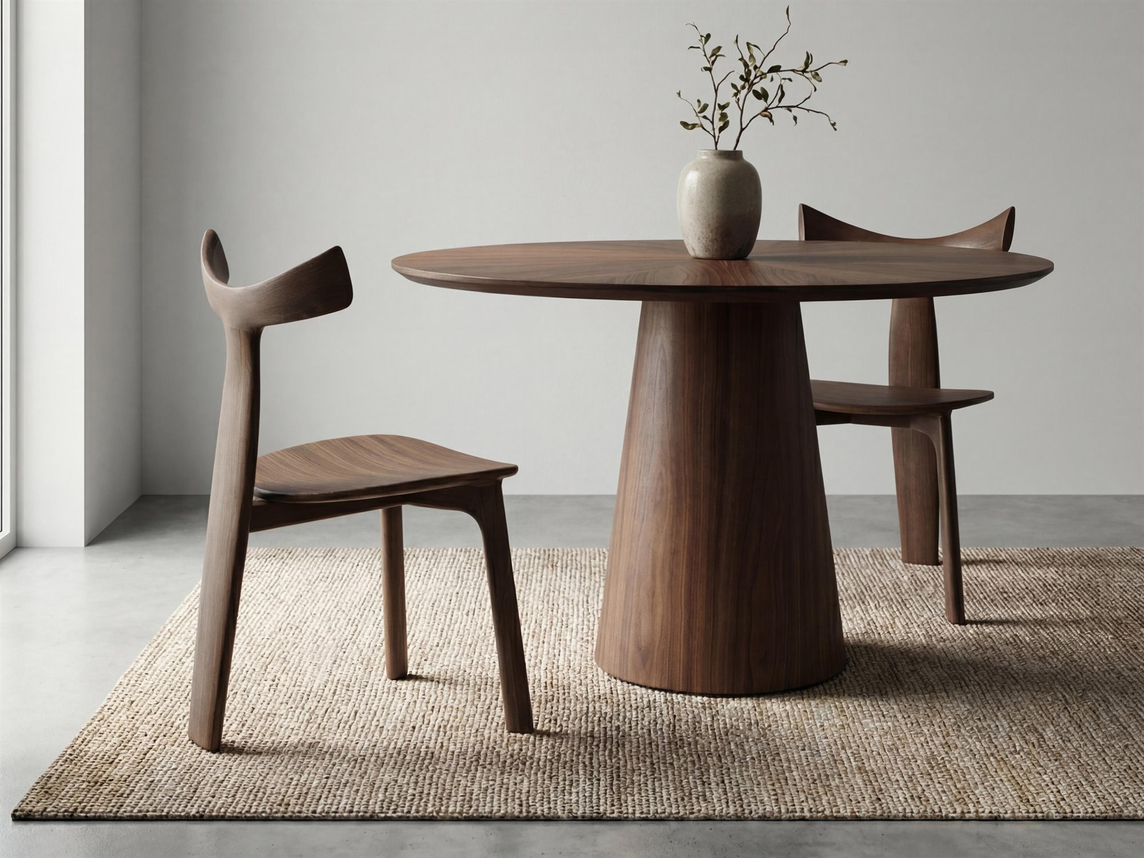 Modern Brazillian Walnut Wood Dining Room Set