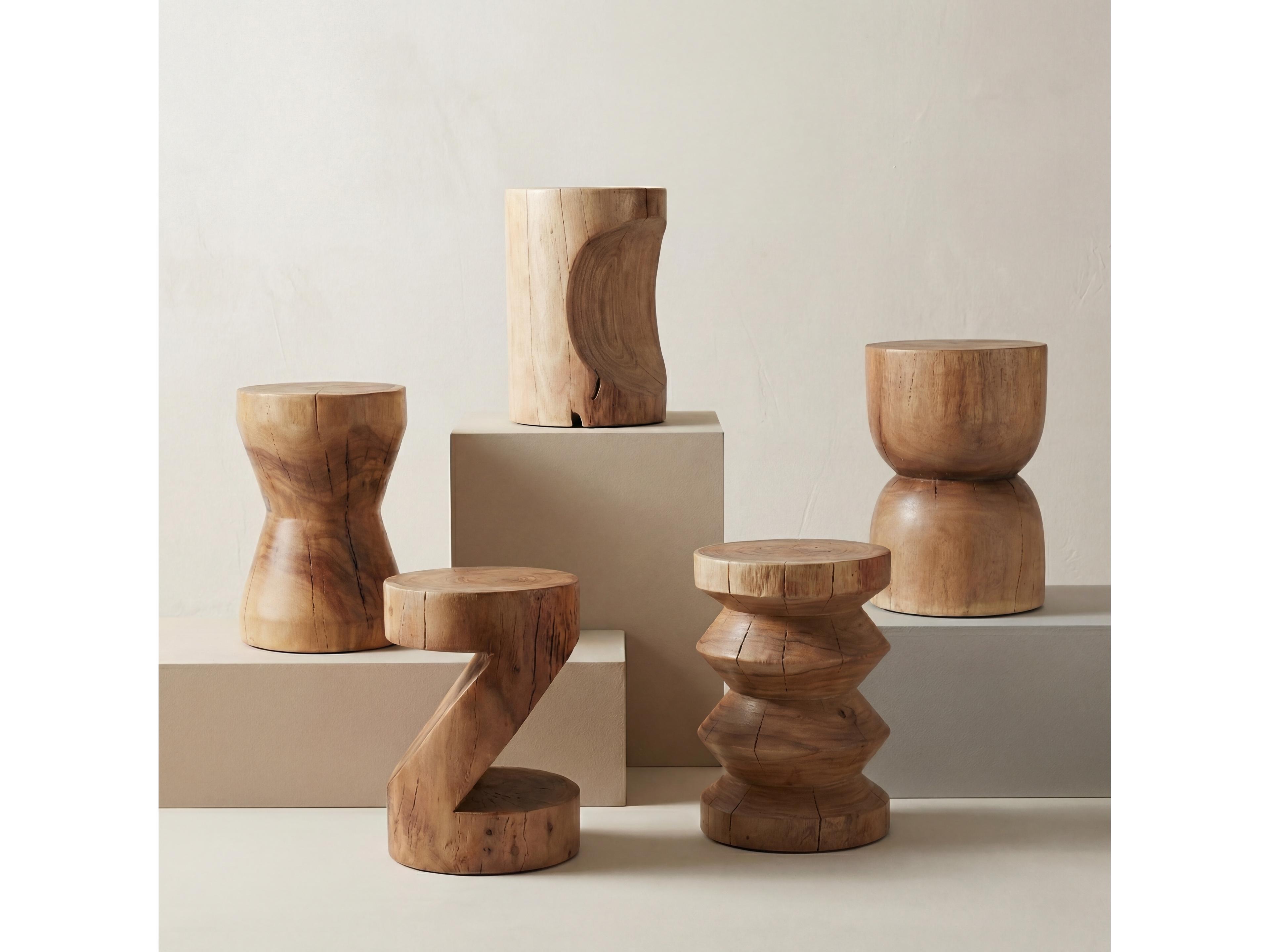 Urbia Naturals Anchali Natural Brown Accent Stool