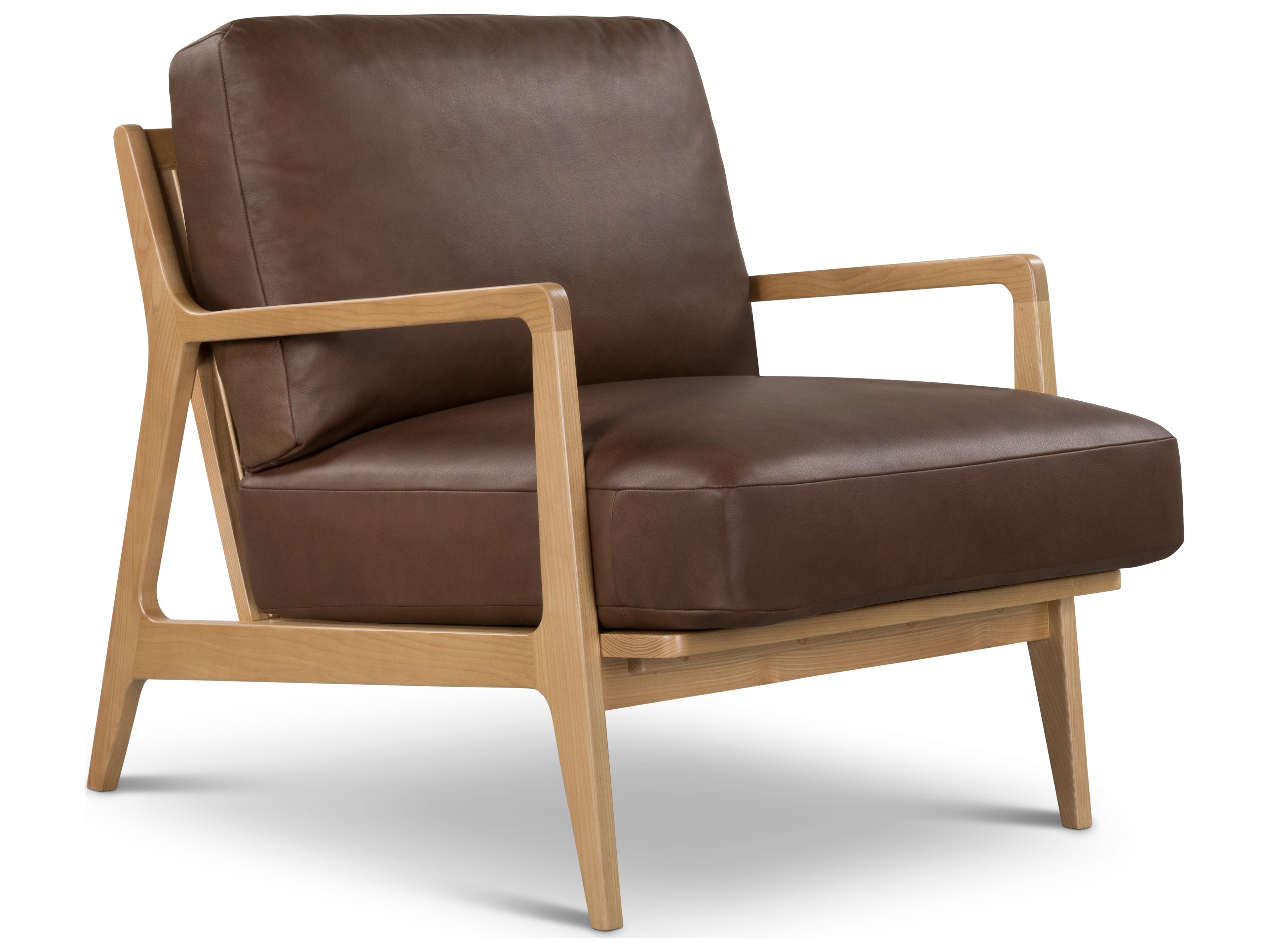 Carmelo Oak Genuine Leather Accent Chair