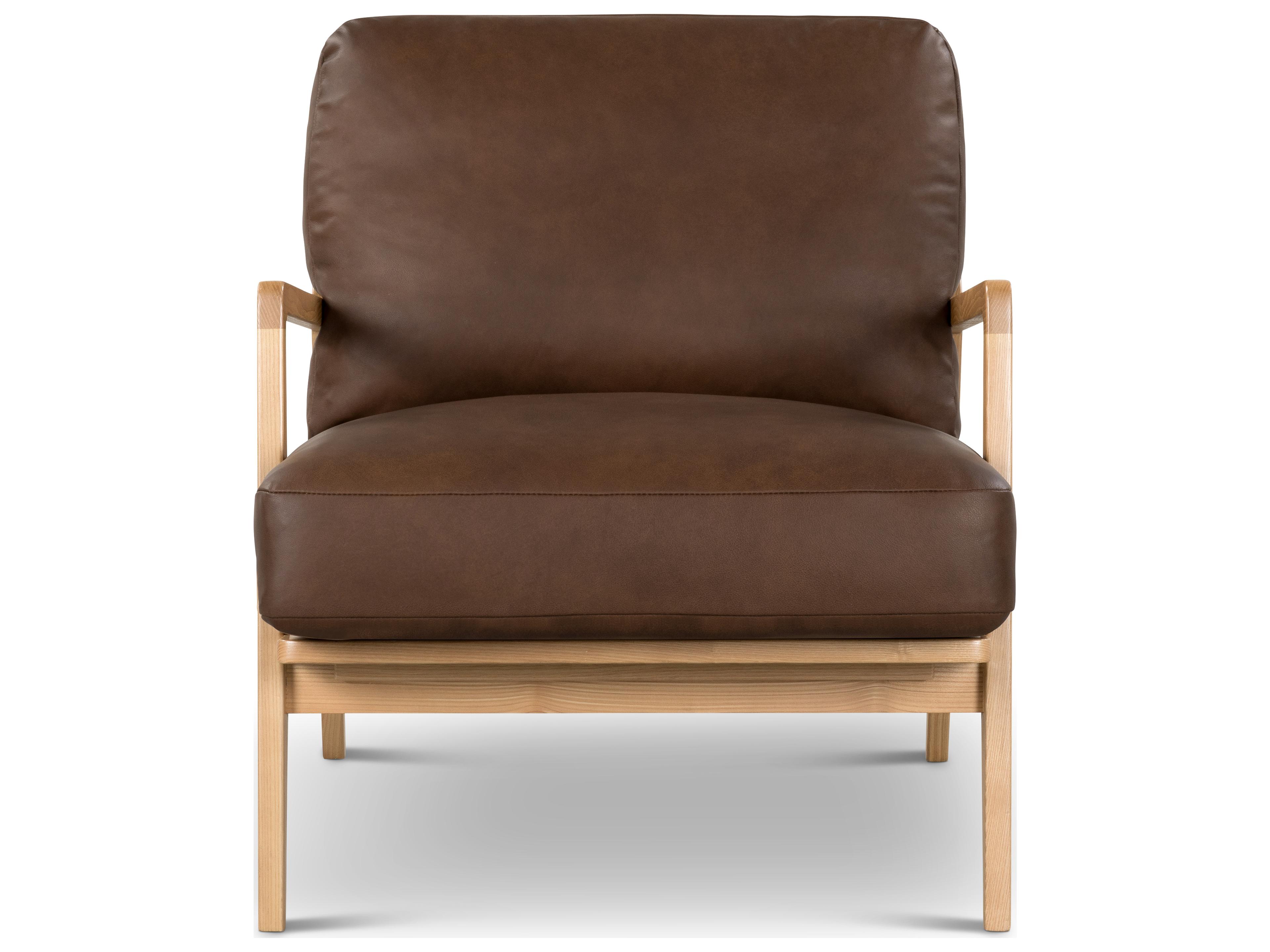 Urbia Carmelo Oak Genuine Leather Accent Chair