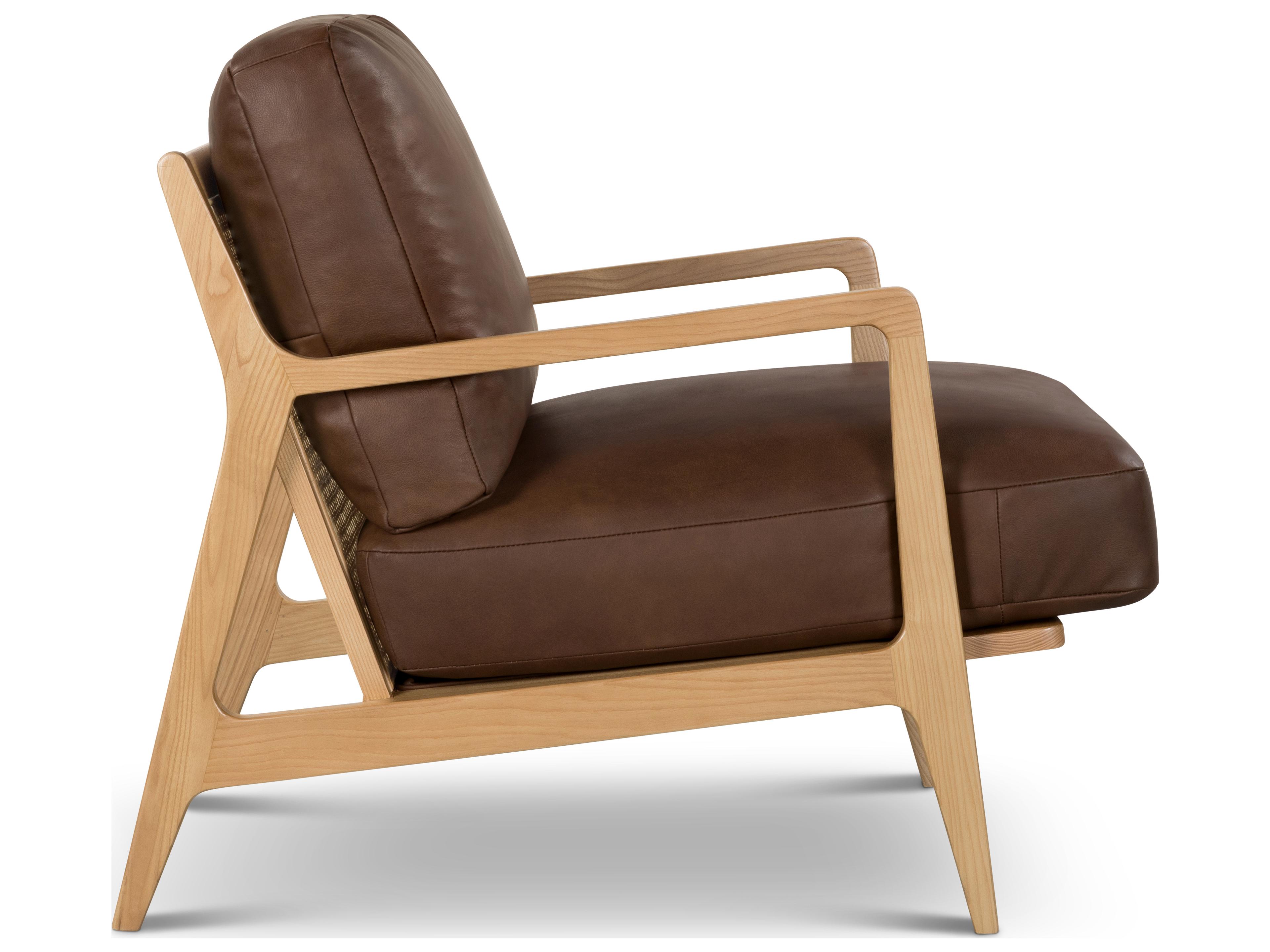 Urbia Carmelo Oak Genuine Leather Accent Chair