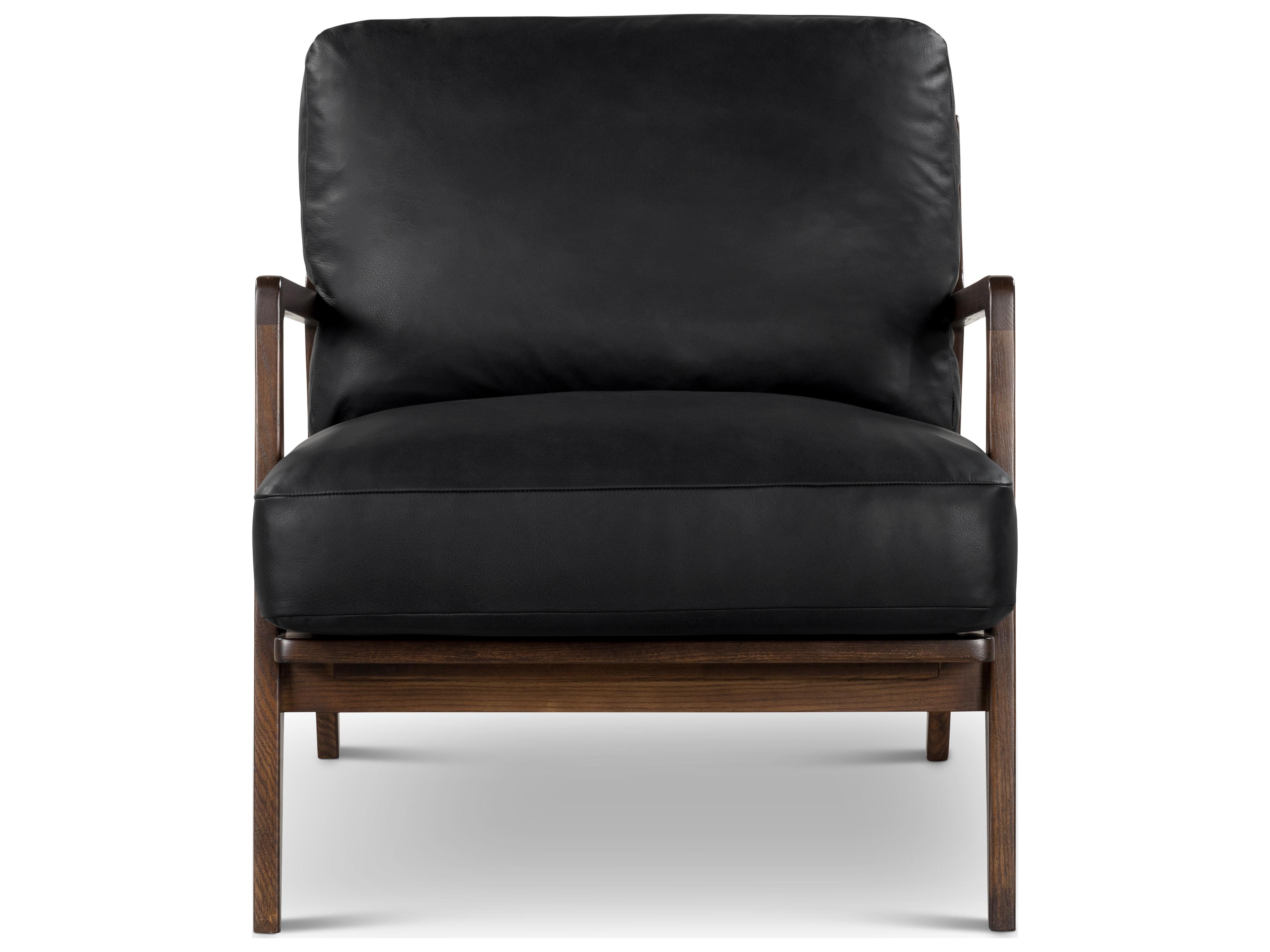 Urbia Carmelo Walnut Genuine Leather Accent Chair
