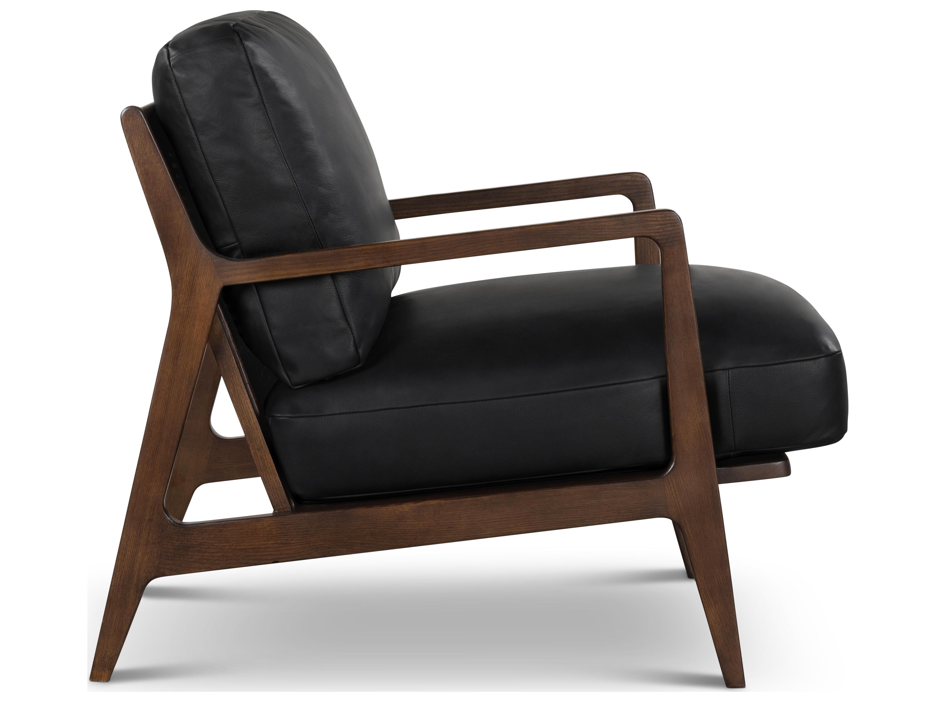 Urbia Carmelo Walnut Genuine Leather Accent Chair