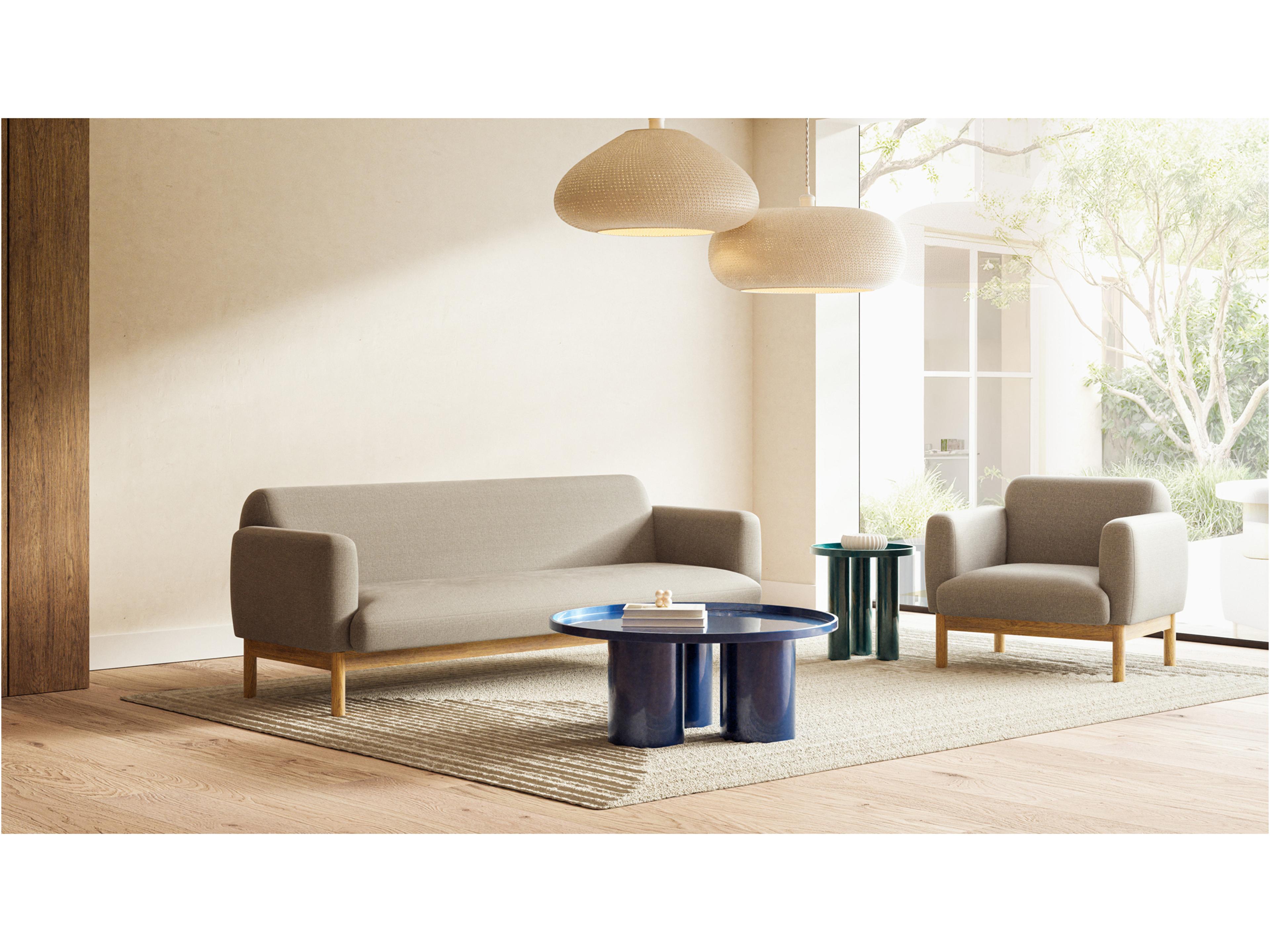 Urbia Metro Tulum Light Gray Honey Oak Upholstered Sofa