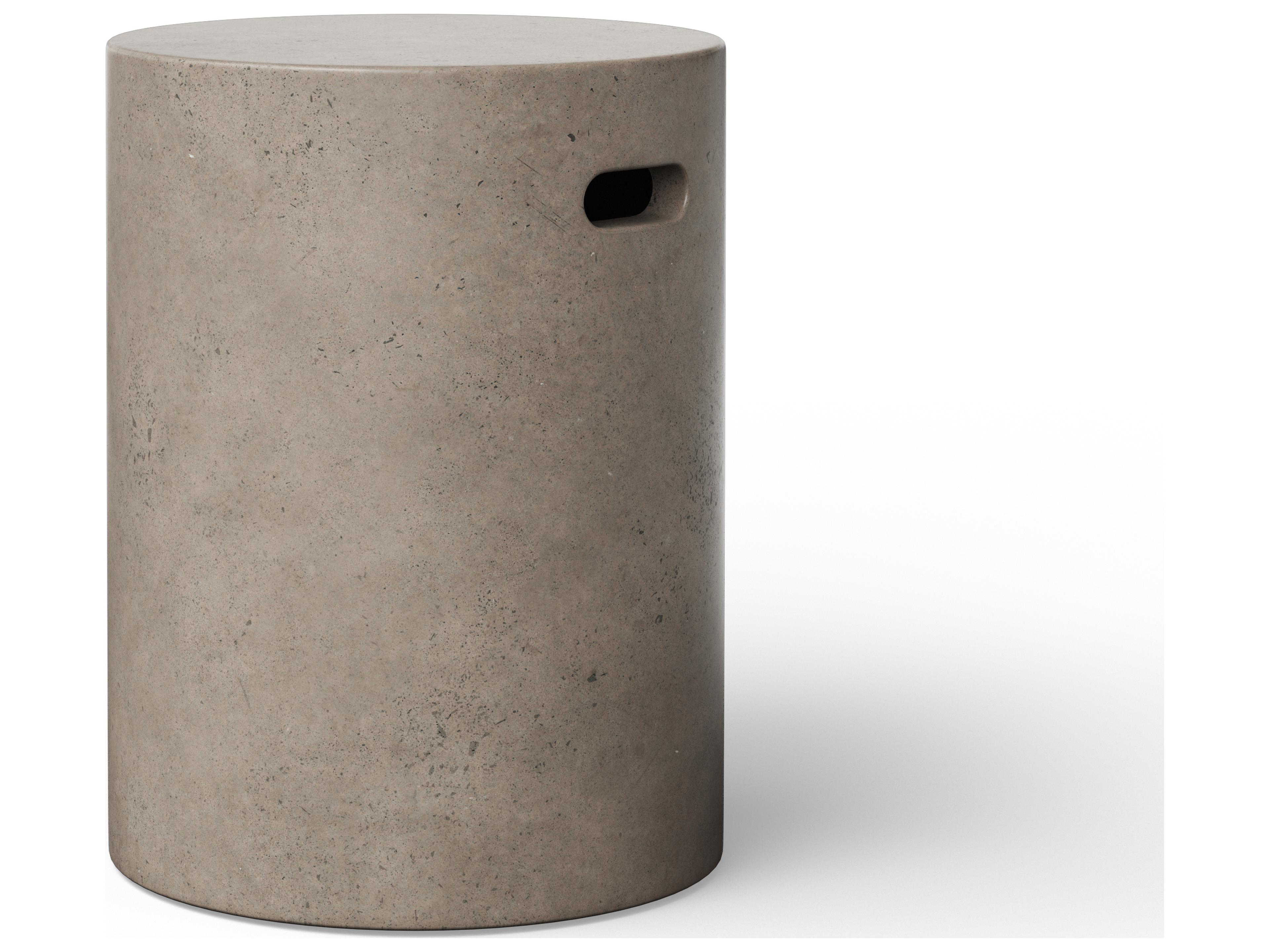Urbia Cylinder Concrete Dark Grey Gray Accent Stool
