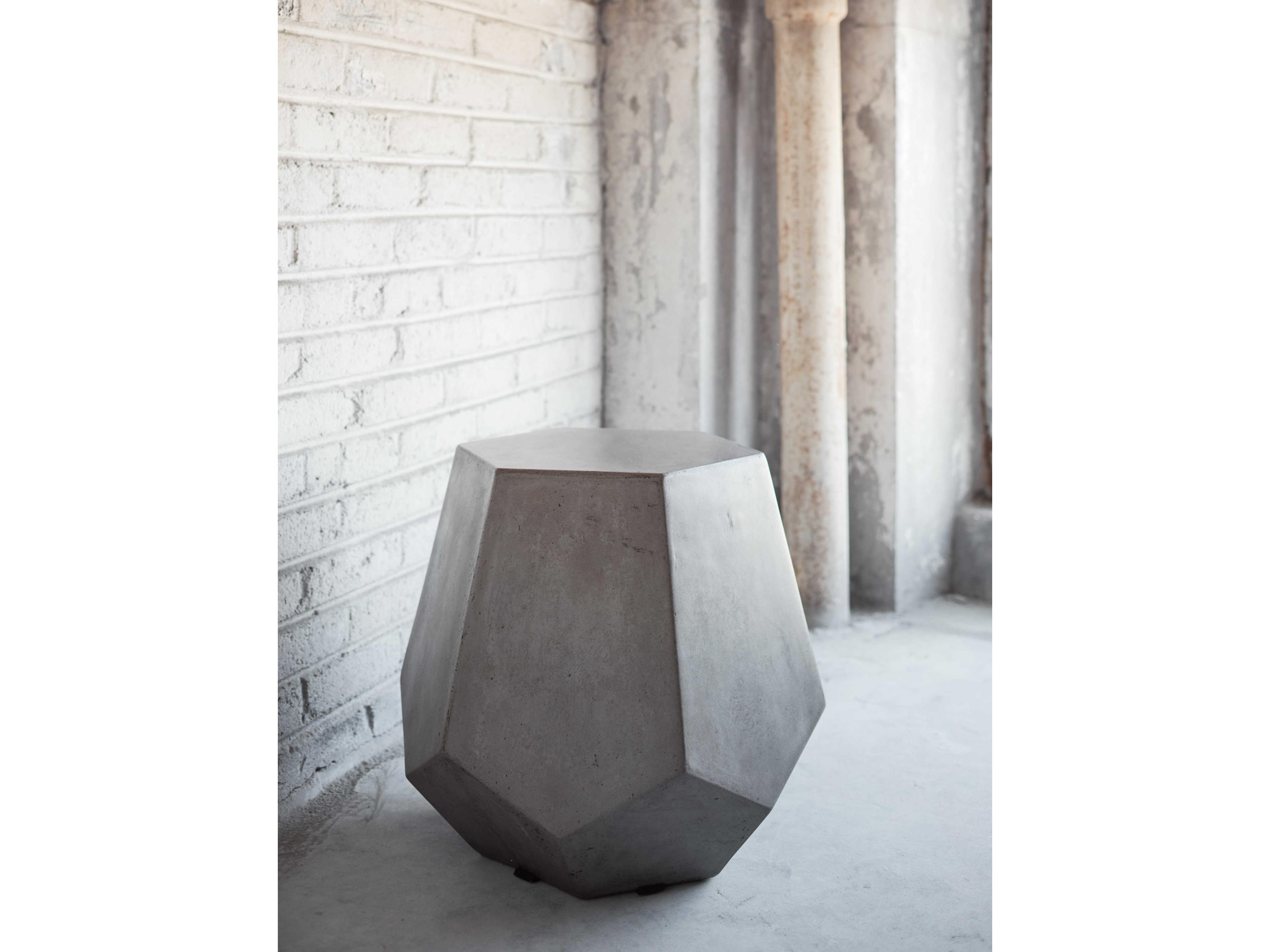 Urbia Faceted Concrete Dark Grey Gray Accent Stool