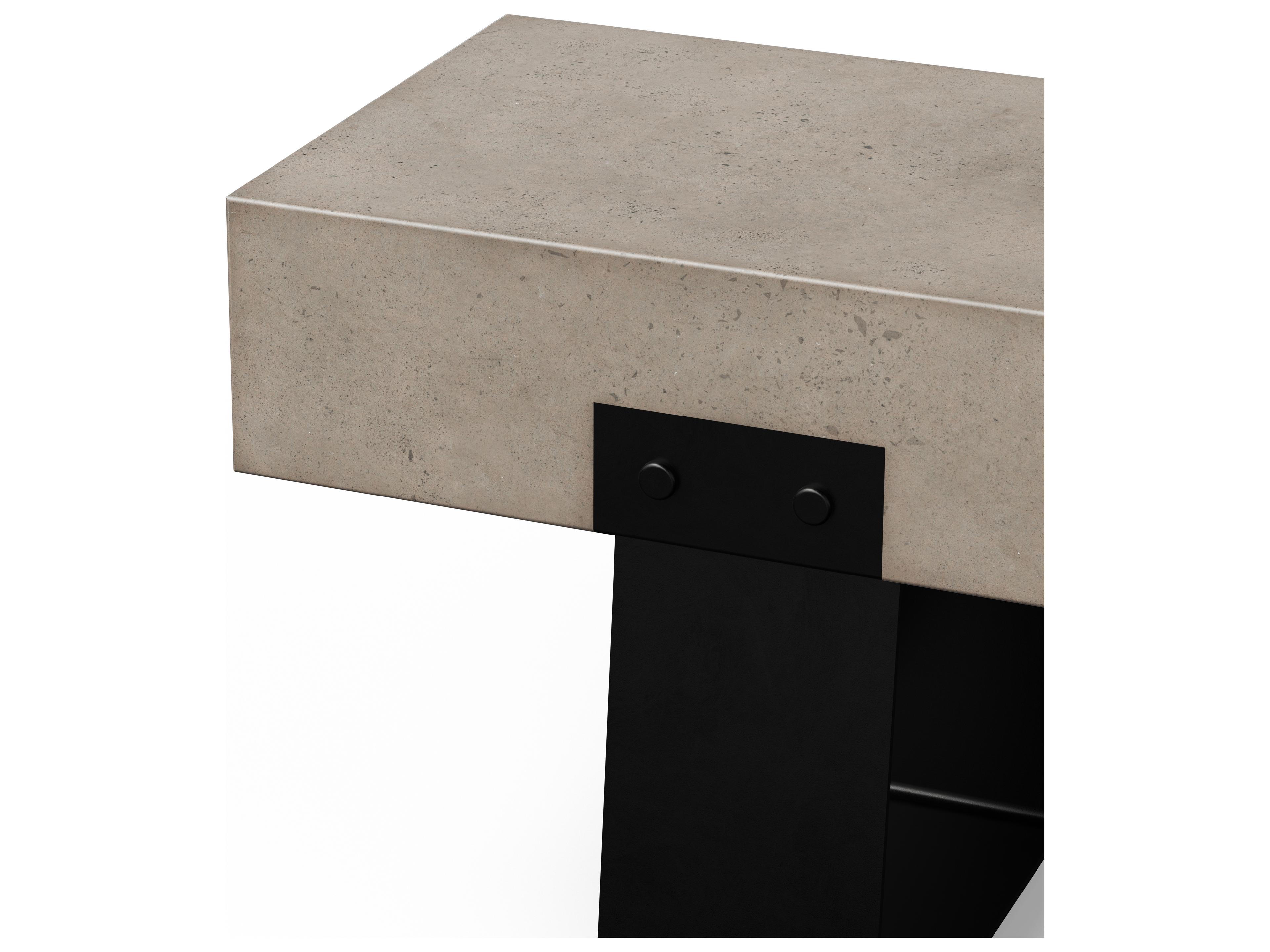 Urbia Industrial Concrete Dark Grey Black Accent Bench