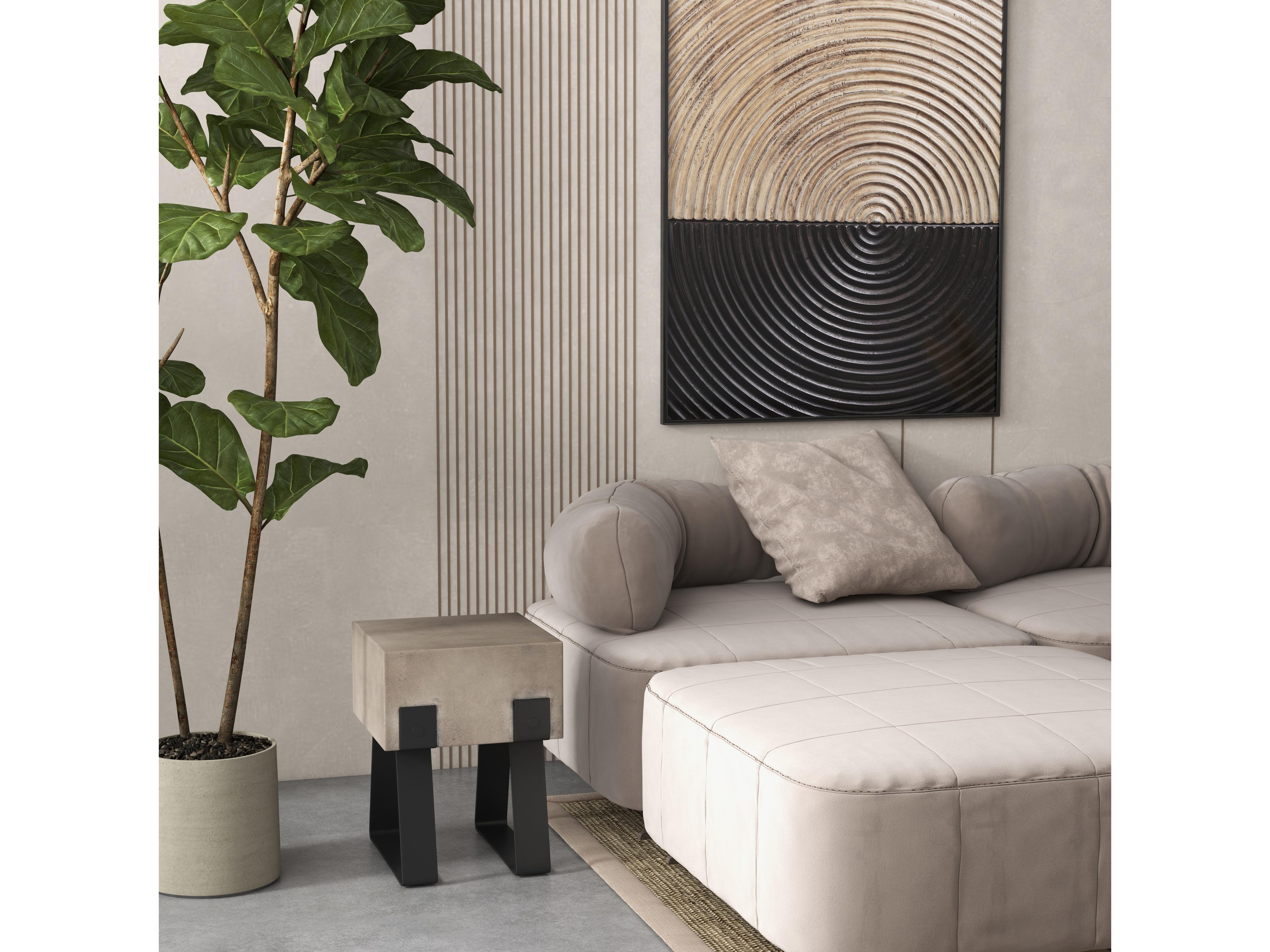 Urbia Industrial Concrete Dark Grey Black Gray Accent Stool