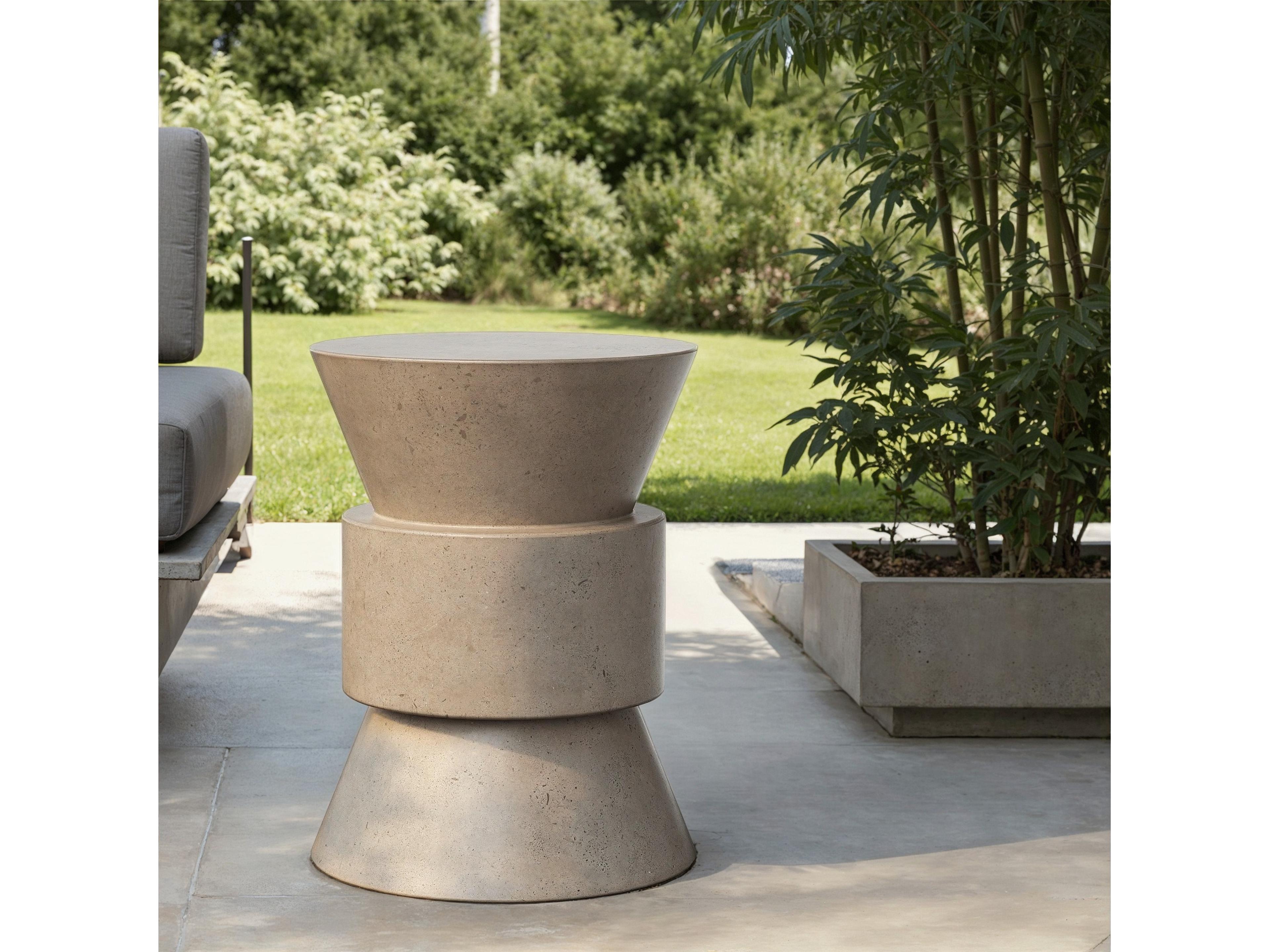 Urbia Jackson Concrete Dark Grey Gray Accent Stool