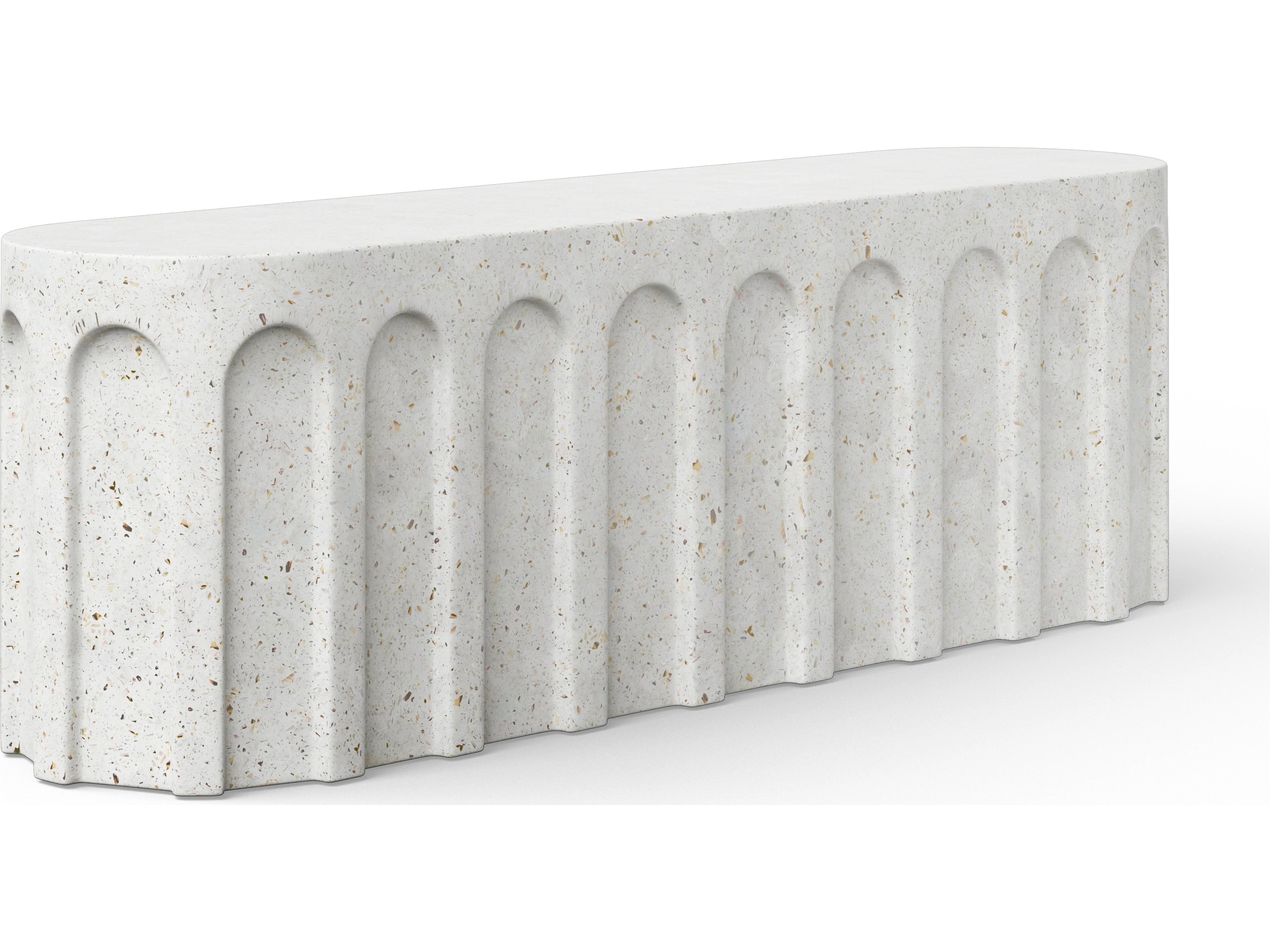 Urbia Outdoor Mixx Ivory Terrazzo Concrete Bench