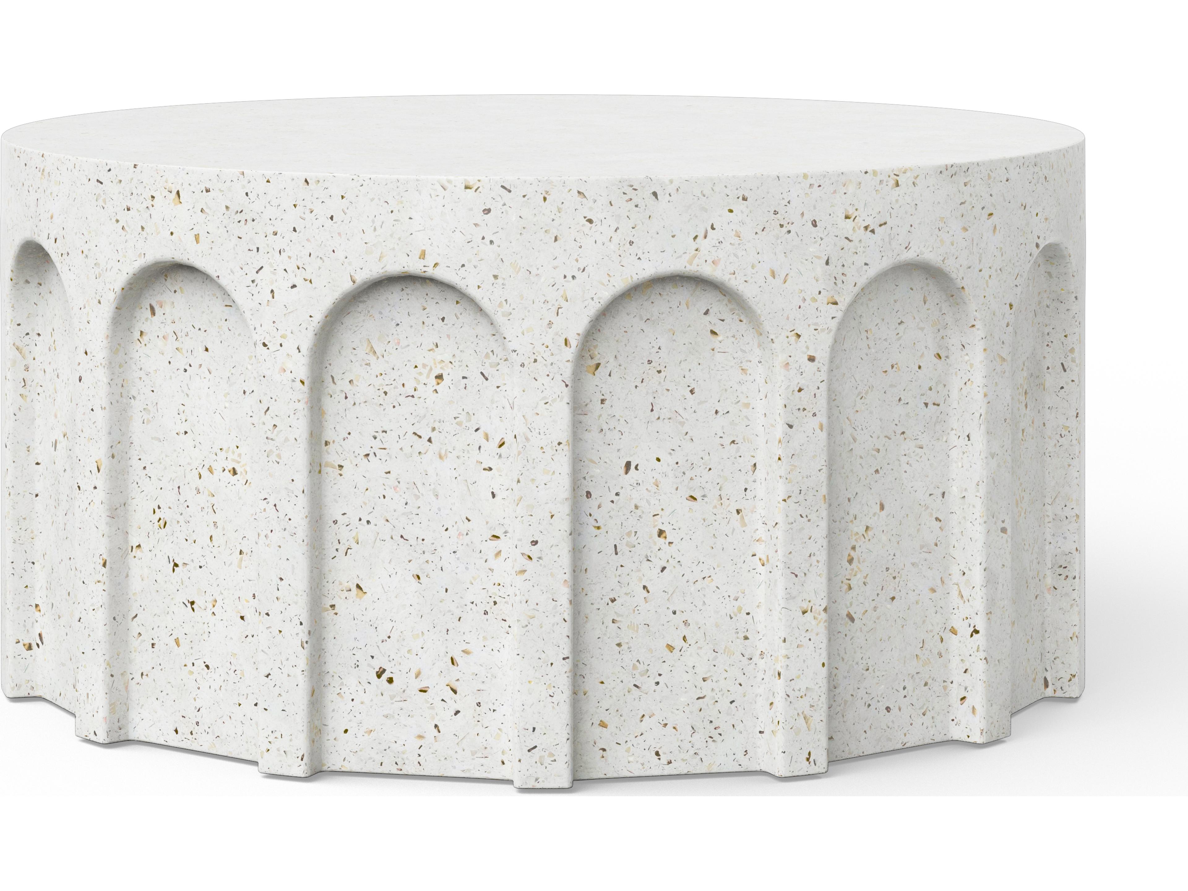 Urbia Outdoor Mixx Ivory Terrazzo Concrete Round Coffee Table