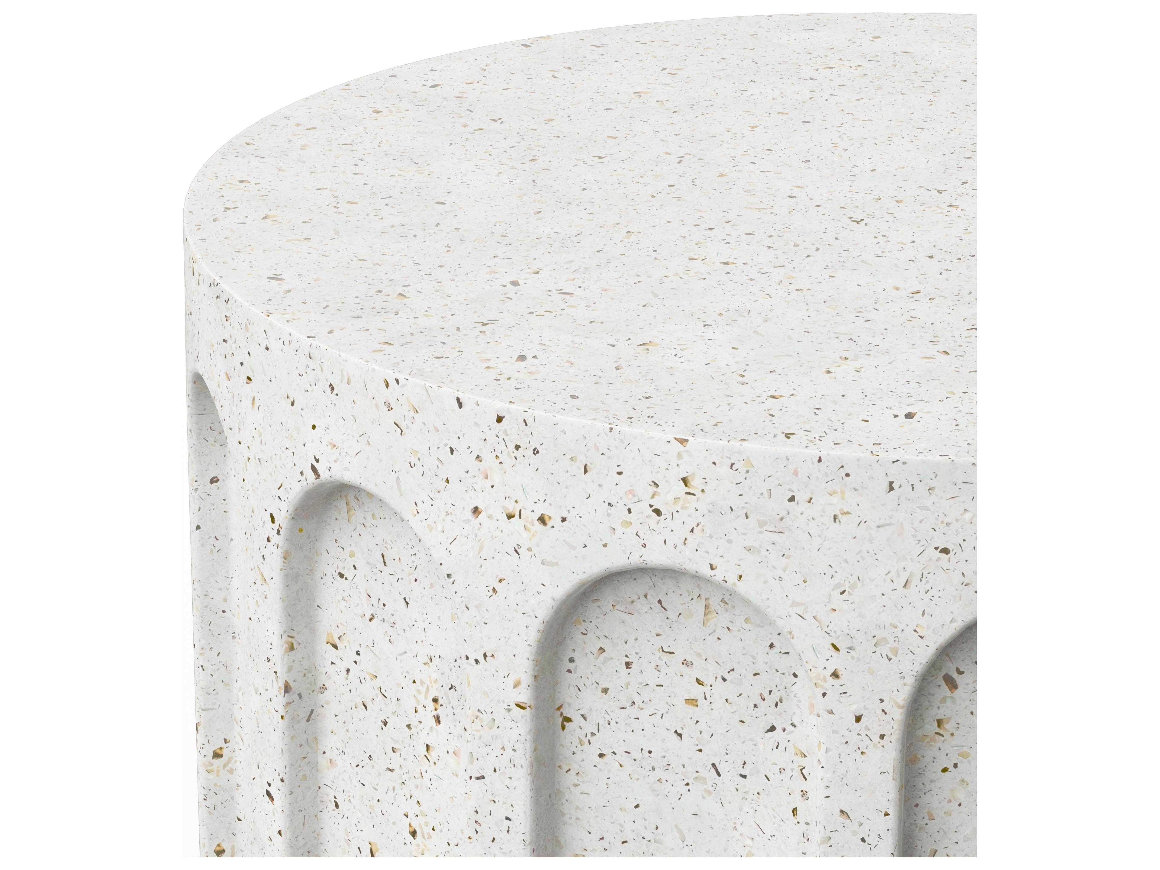 Urbia Outdoor Mixx Ivory Terrazzo Concrete Round Coffee Table