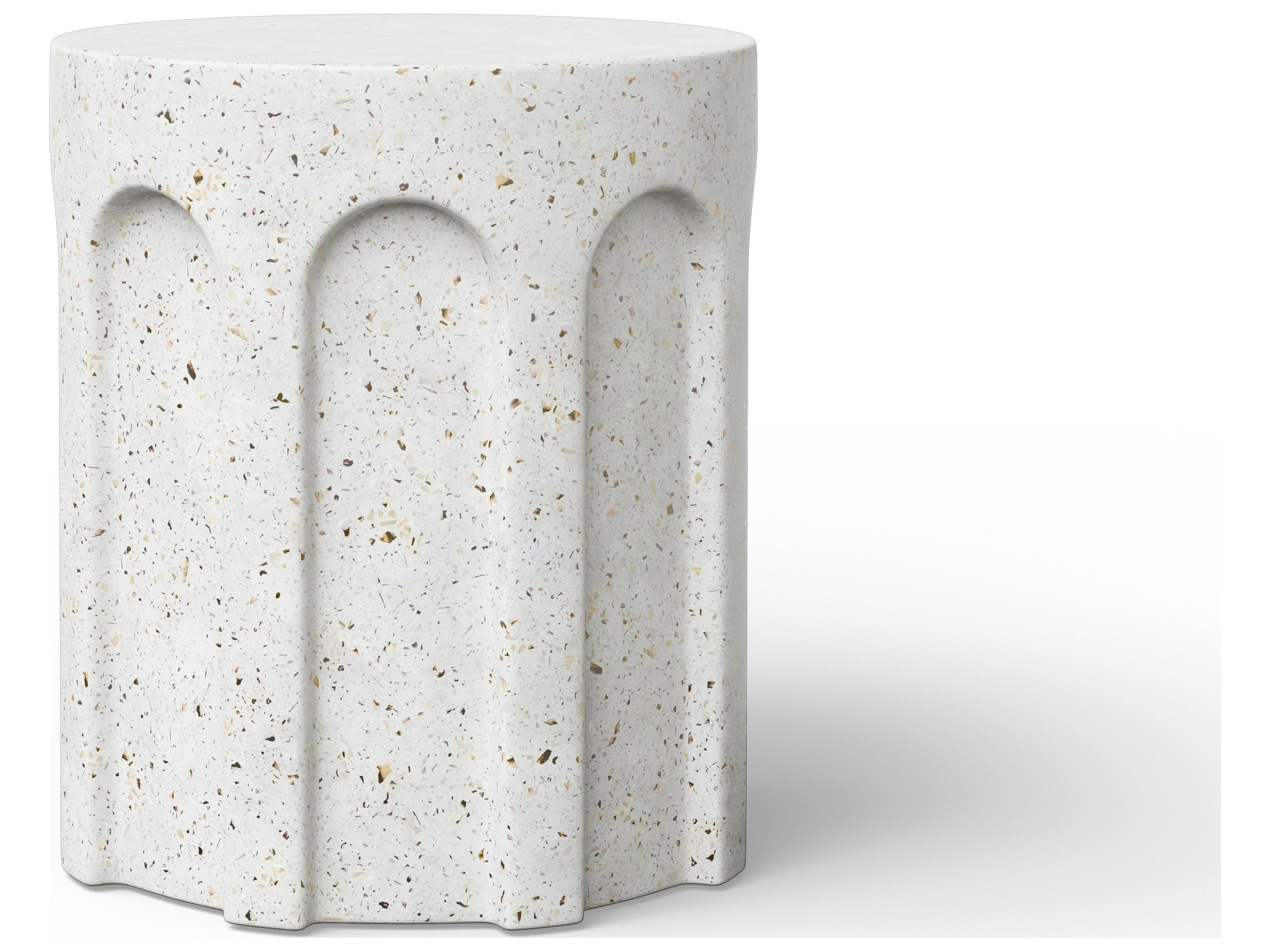 Urbia Outdoor Mixx Ivory Terrazzo Concrete Garden Stool
