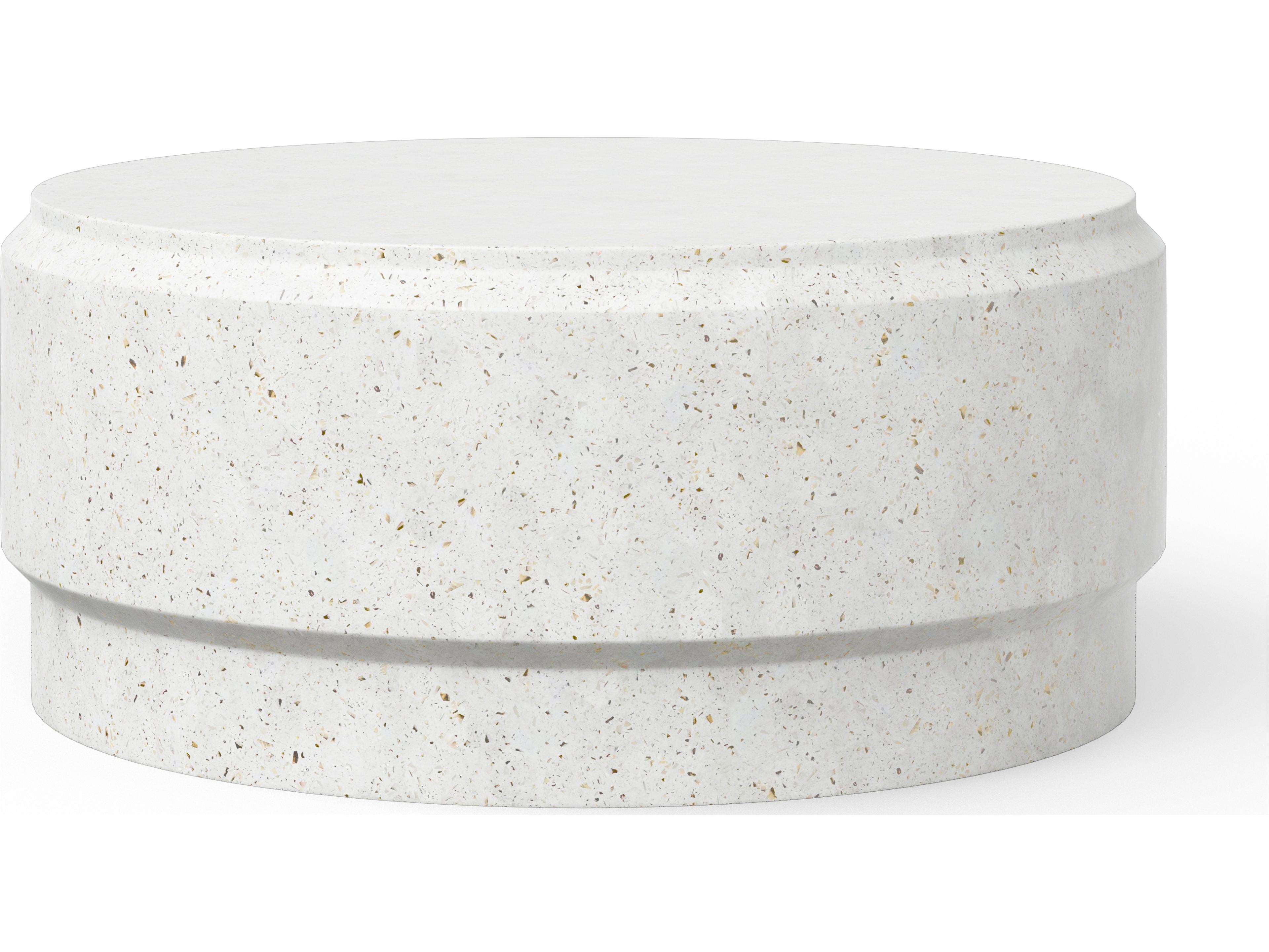 Urbia Outdoor Mixx Ivory Terrazzo Concrete Round Coffee Table