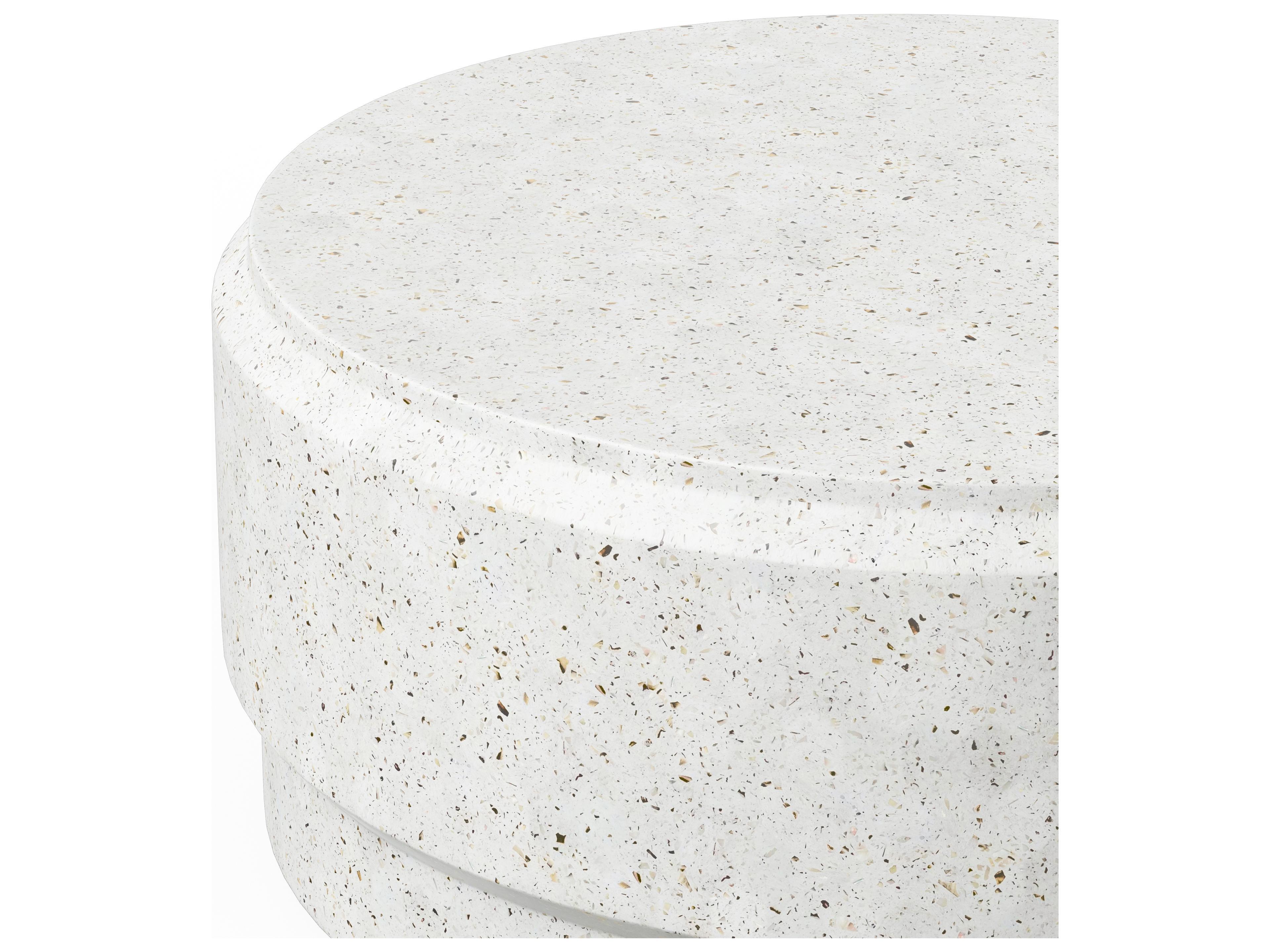 Urbia Outdoor Mixx Ivory Terrazzo Concrete Round Coffee Table