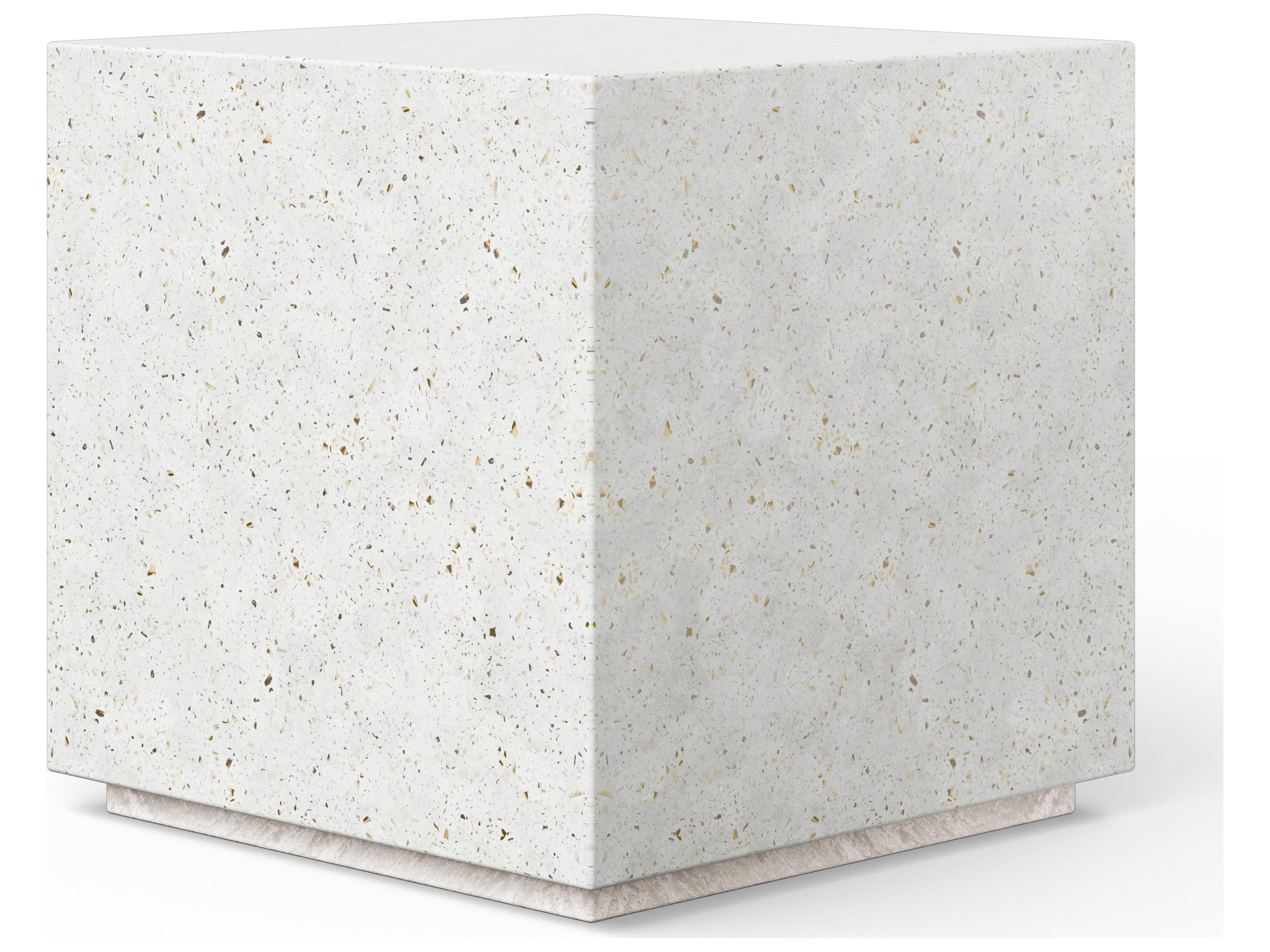 Mixx Ivory Terrazzo Concrete Square Garden Stool