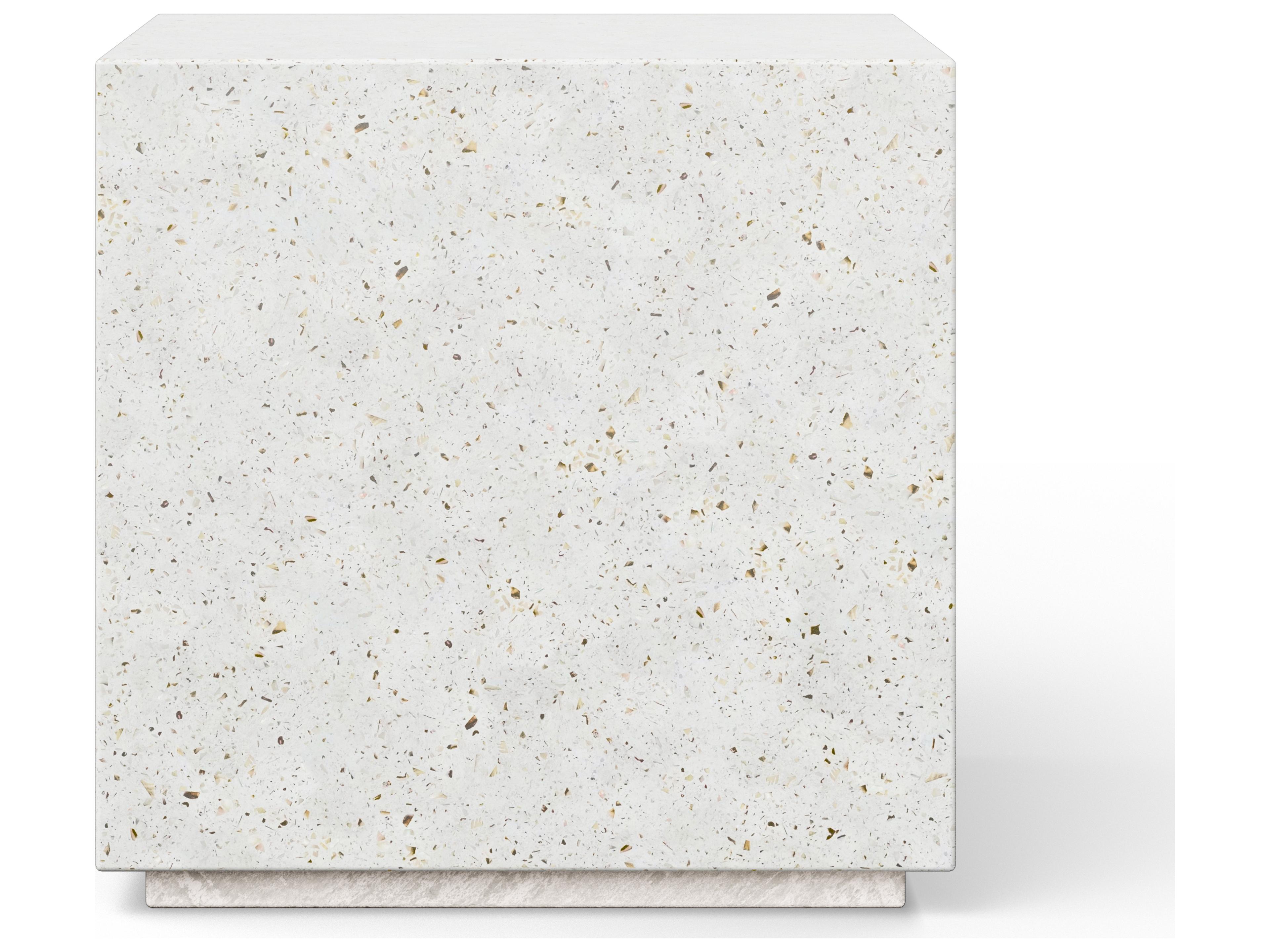 Urbia Outdoor Mixx Ivory Terrazzo Concrete Square Garden Stool