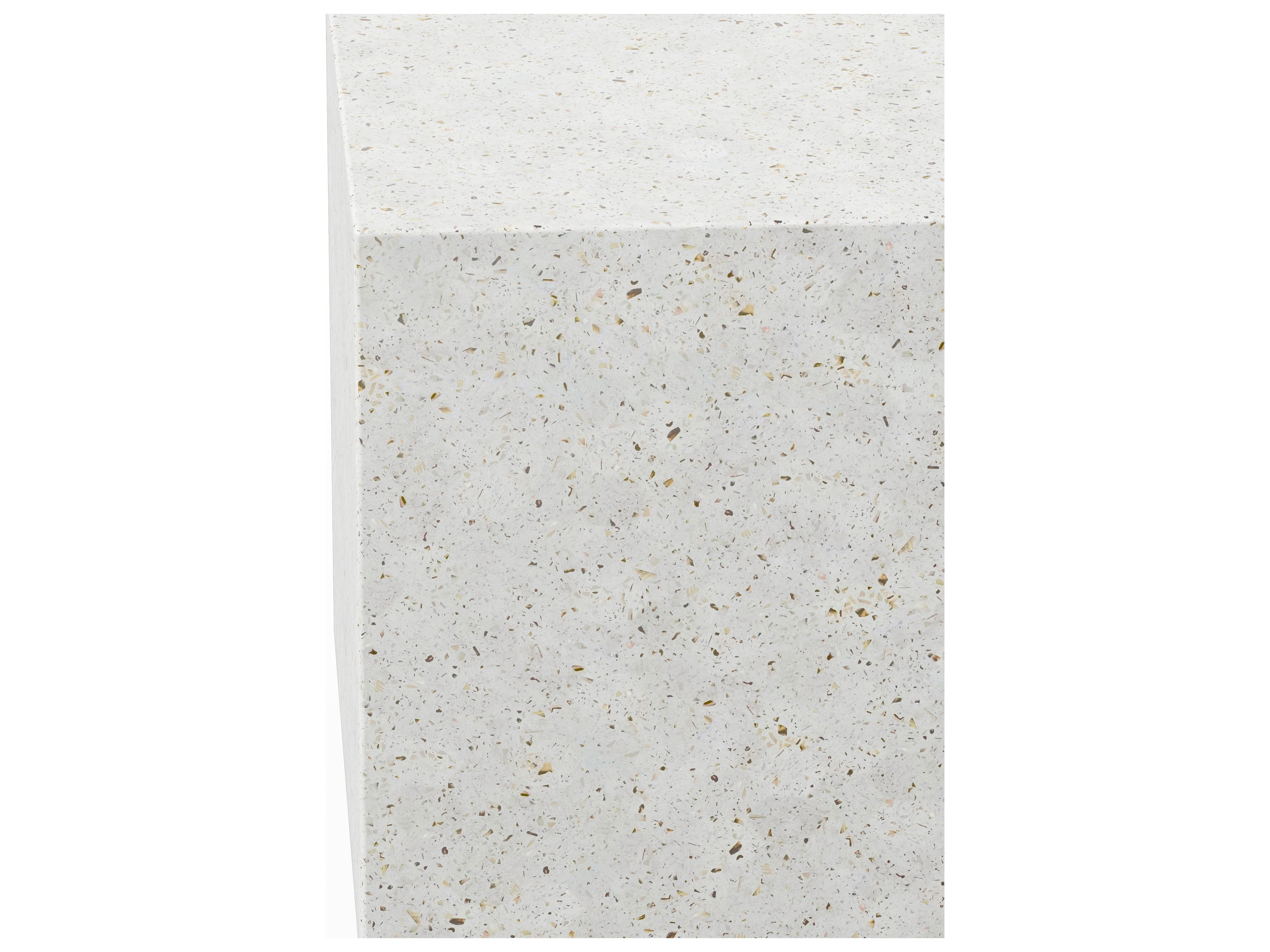 Urbia Outdoor Mixx Ivory Terrazzo Concrete Square Garden Stool