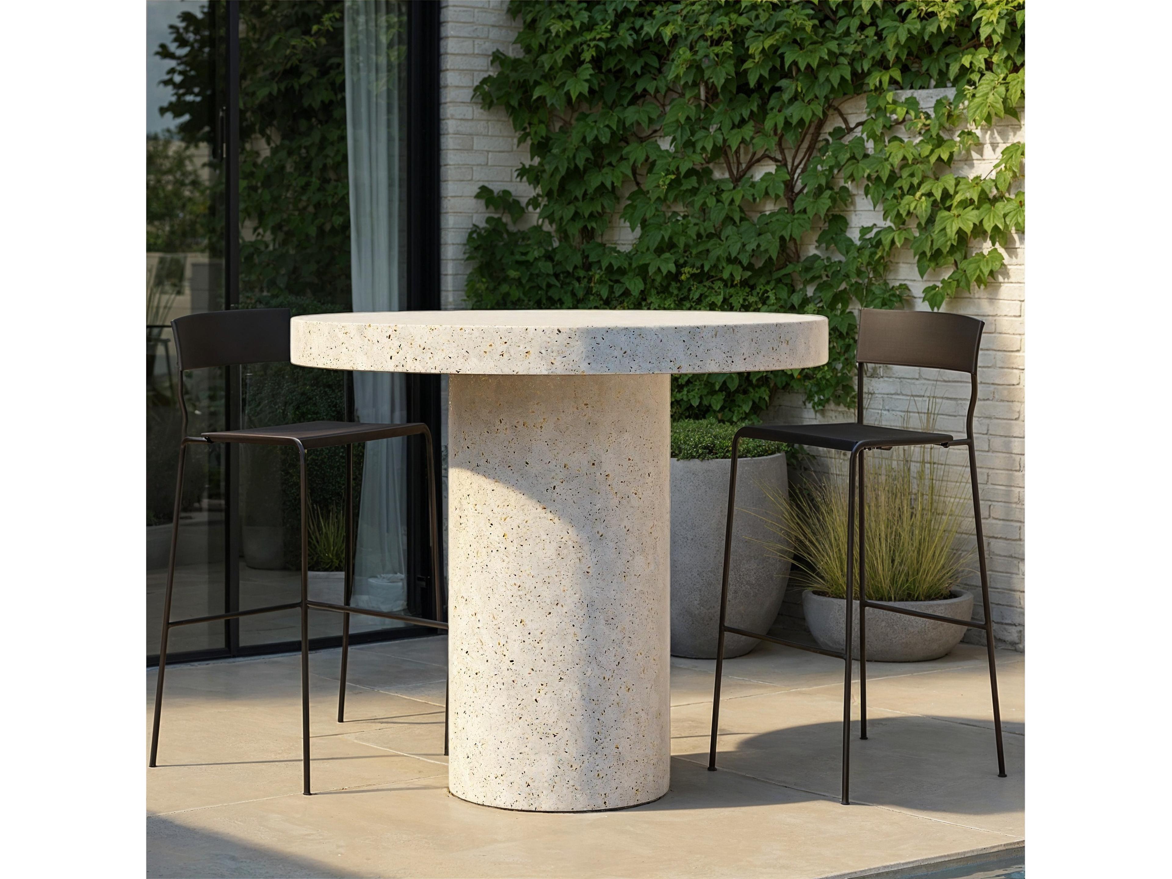 Urbia Outdoor Mixx Ivory Terrazzo Concrete Round Bar Table