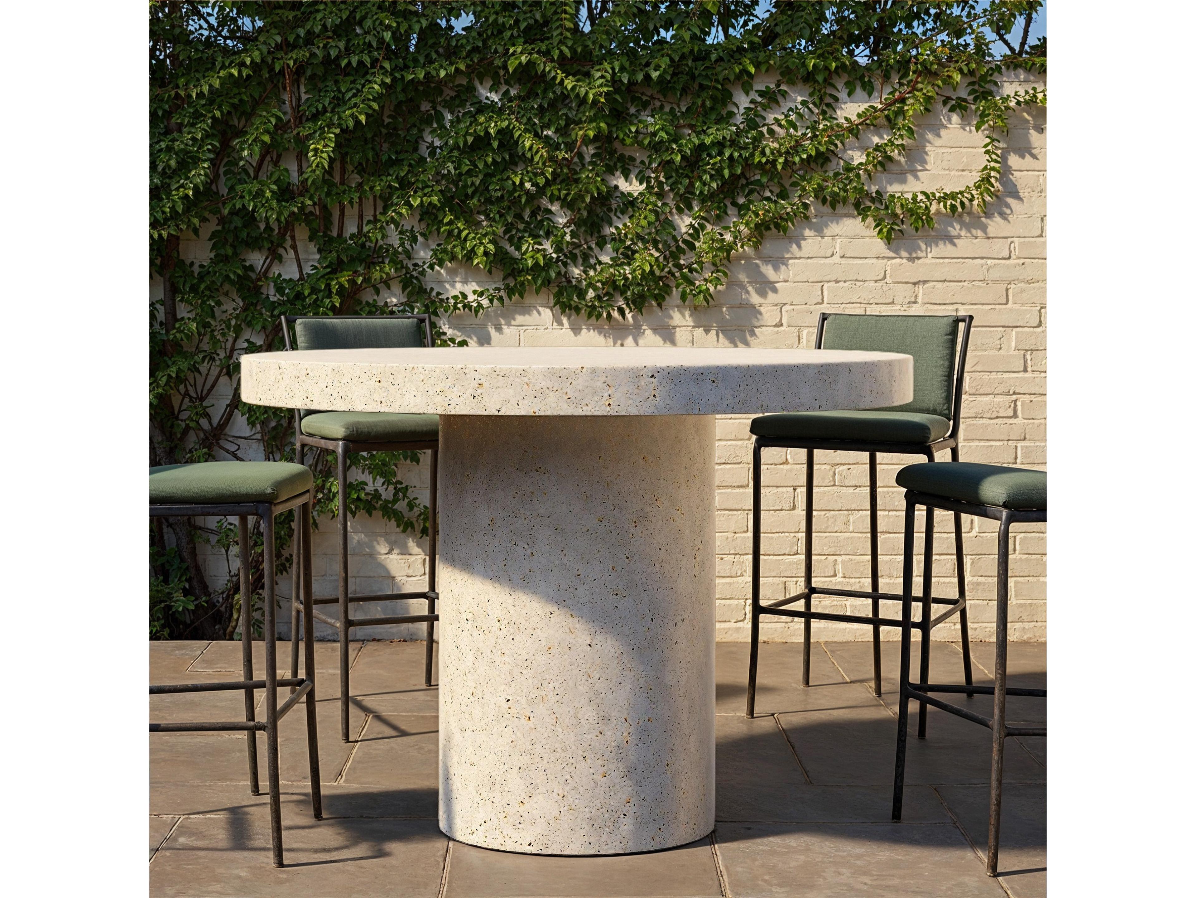 Urbia Outdoor Mixx Ivory Terrazzo Concrete Round Bar Table