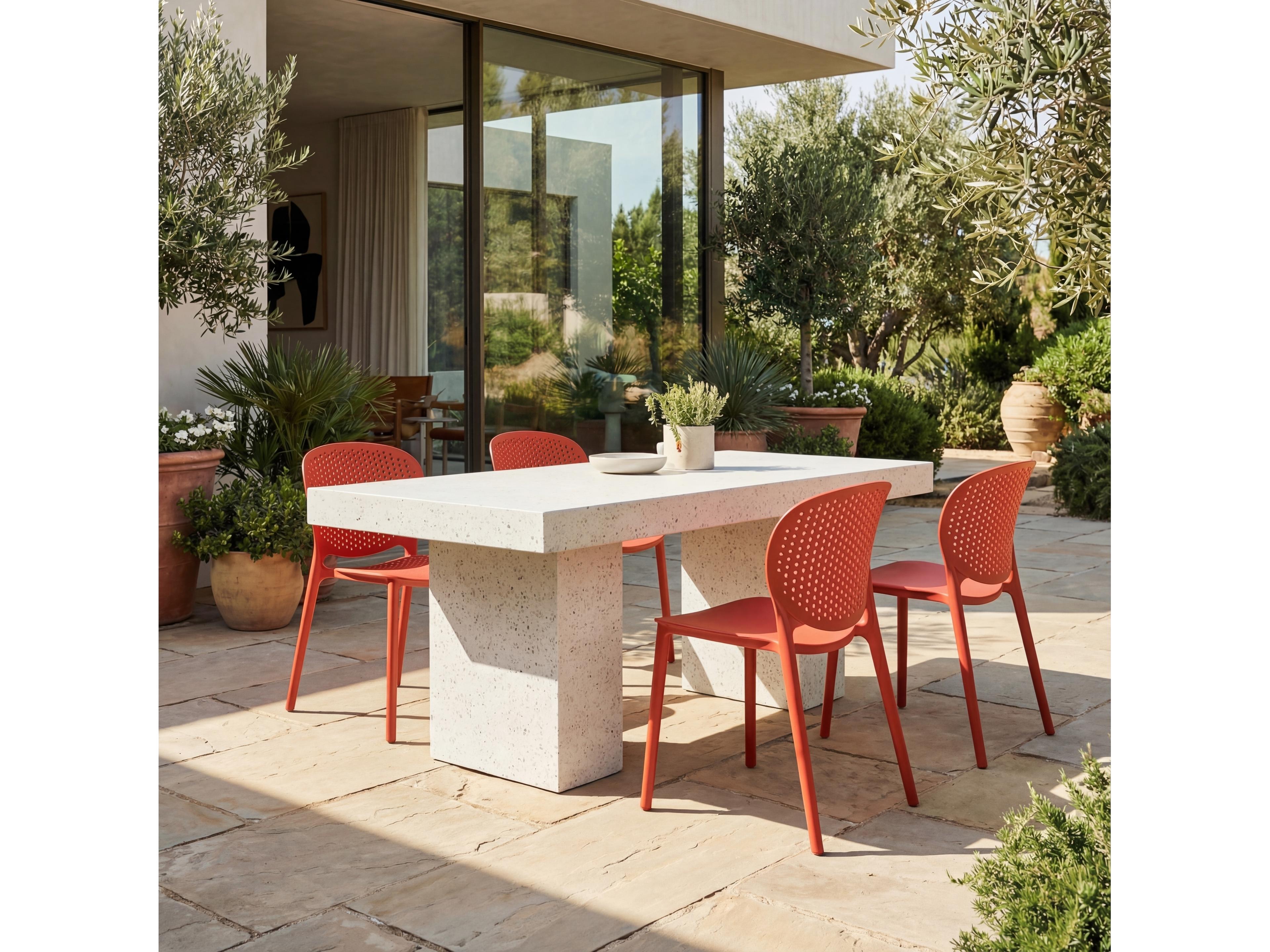 Urbia Outdoor Mixx Ivory Terrazzo Concrete Rectangular Dining Table