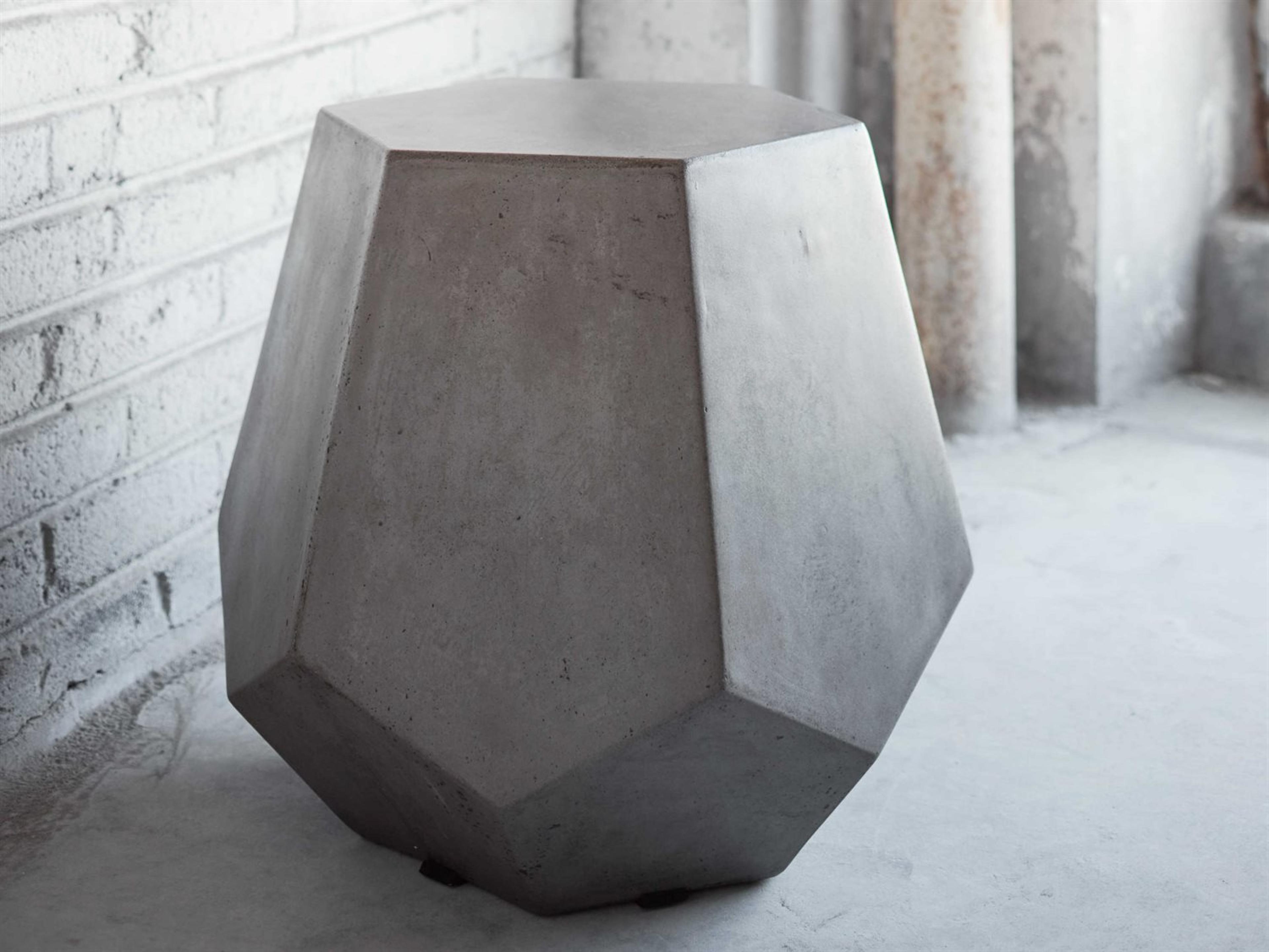 Urbia Outdoor Faceted Dark Grey Concrete Garden Stool