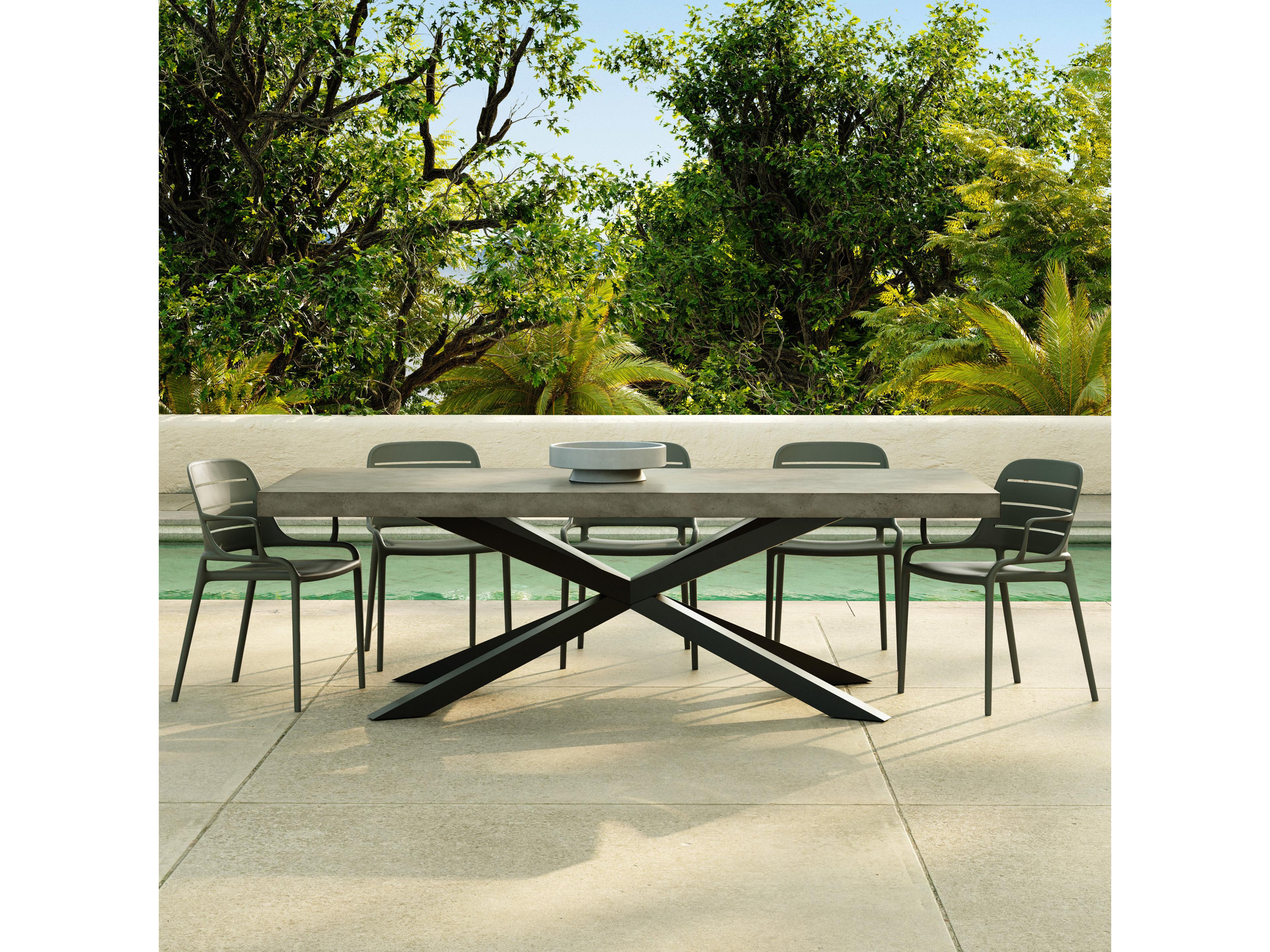 Urbia Outdoor Mixx Dark Grey Black Concrete Rectangular Dining Table