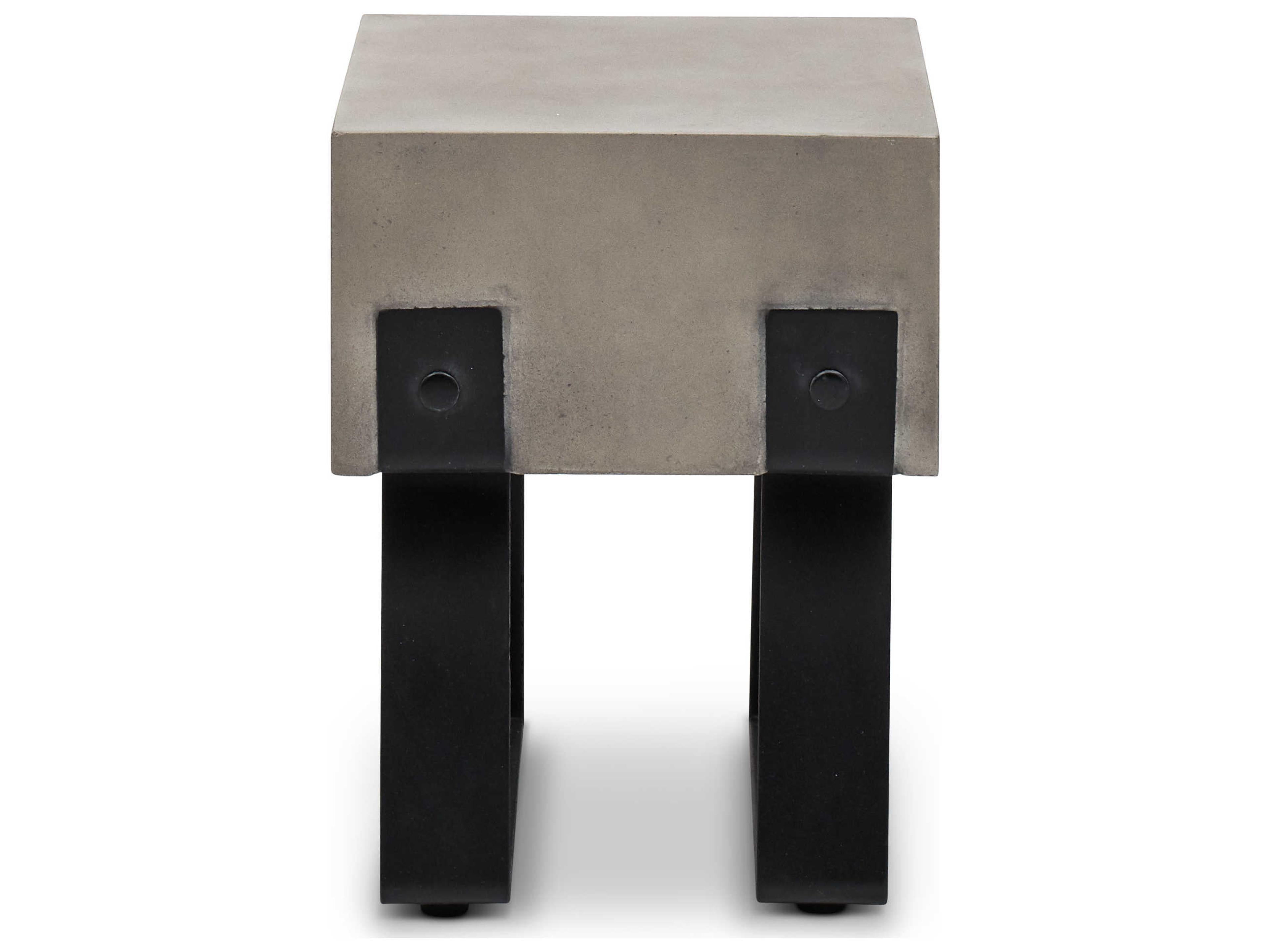 Urbia Outdoor Industrial Dark Grey And Black Steel Concrete Garden Stool