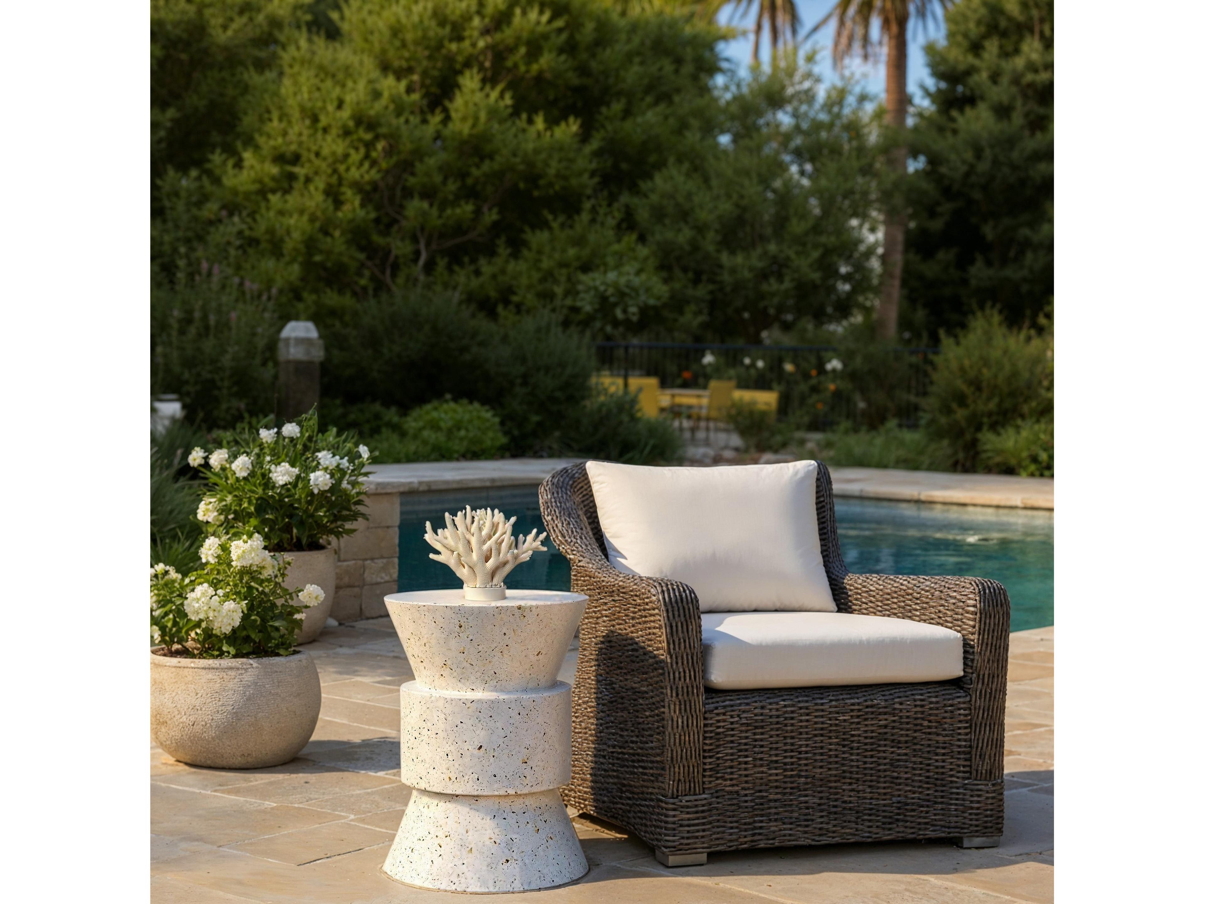 Urbia Outdoor Mixx Ivory Terrazzo Concrete Garden Stool
